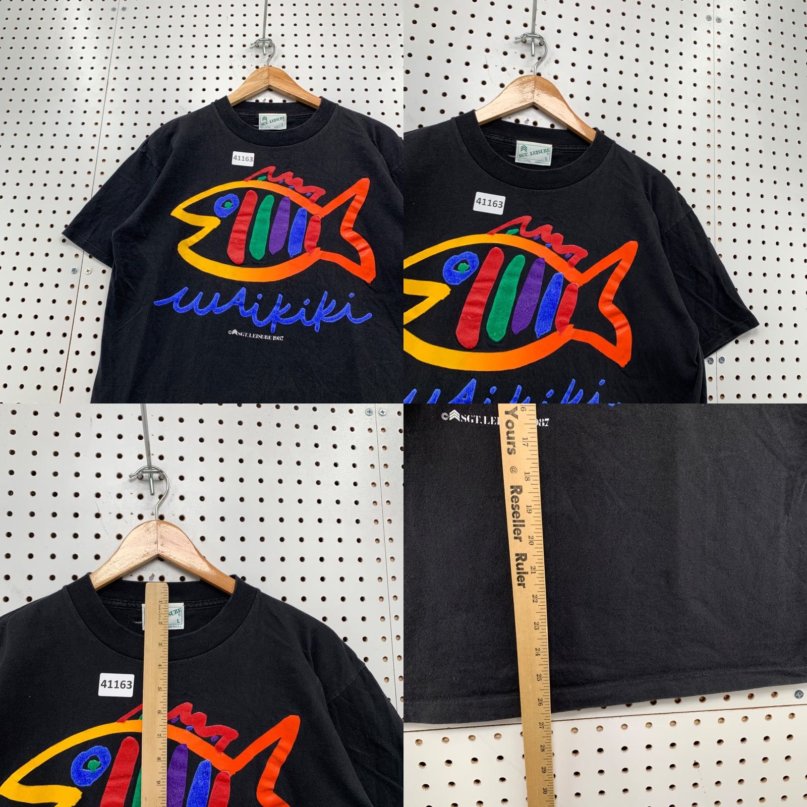 Vintage VINTAGE SGT. Leisure 90s Hawaiian Fish T-Shirt Mens M Black Graphic Print Single Stitch USA Size US M / EU 48-50 / 2 - 8 Thumbnail