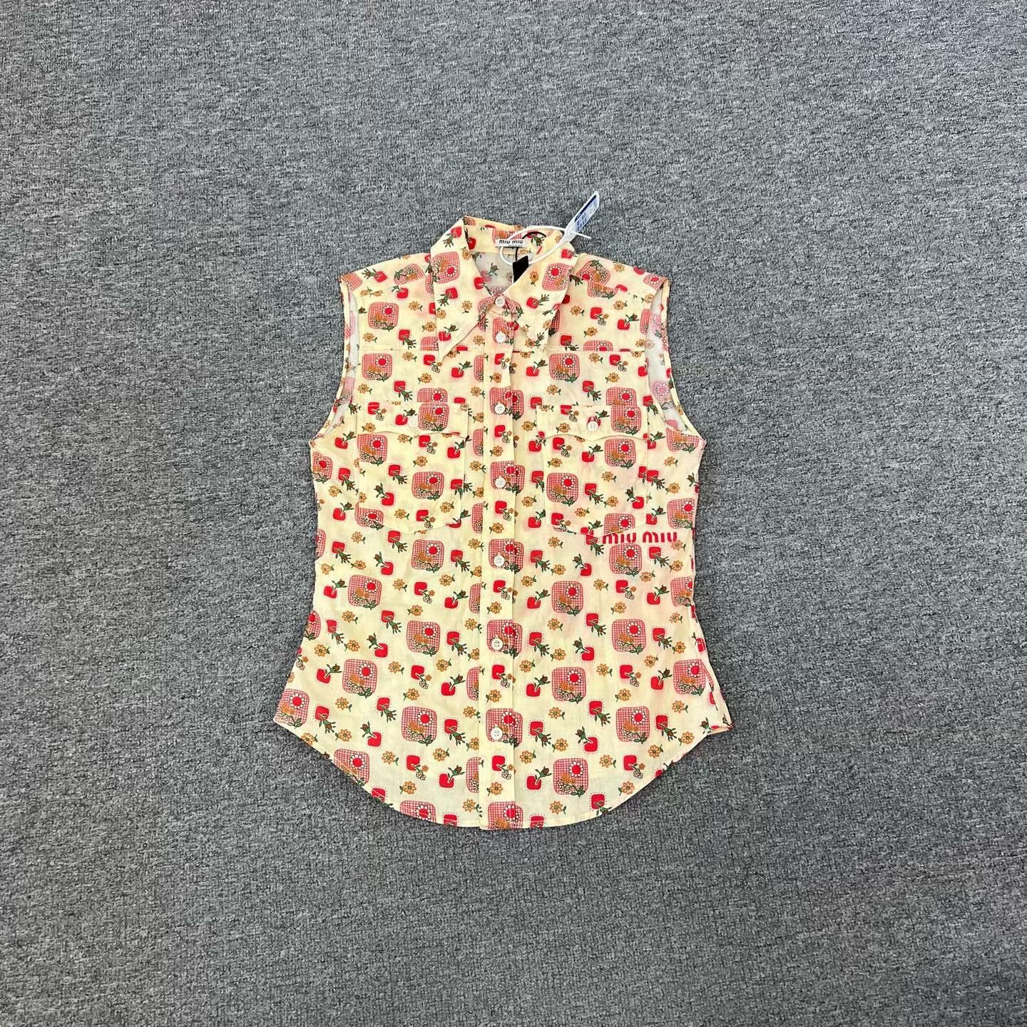 Miu Miu Miu Miu Runway Floral Sleeveless Shirt Size S / US 4 / IT 40 - 1 Thumbnail