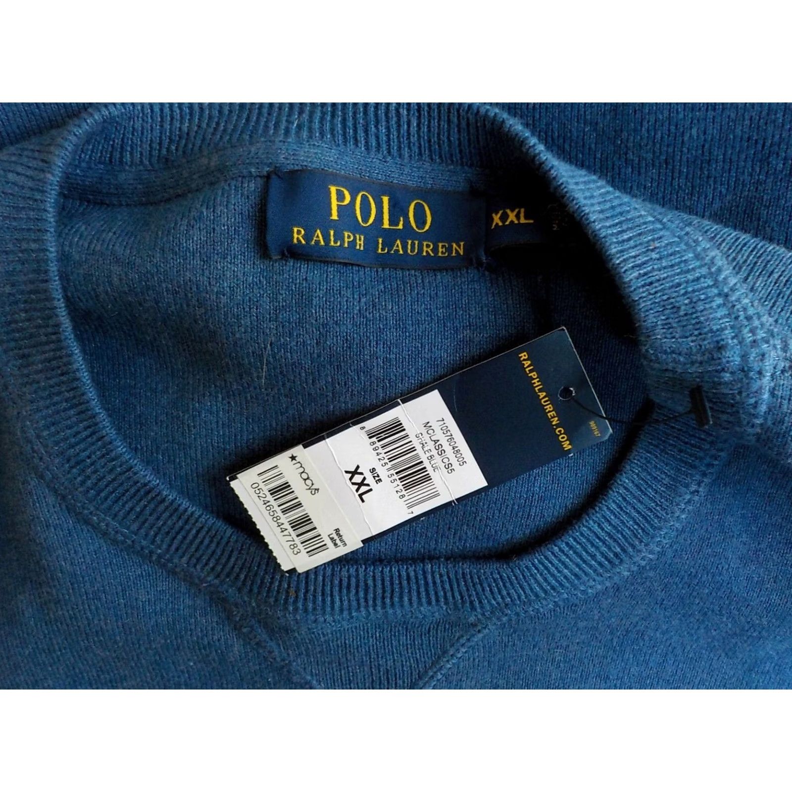 Polo Ralph Lauren VINTAGE Polo Ralph Lauren Crewneck Sweater Blue 100% Cotton XXL NWT Men Knit Pullover Shirt Size US XXL / EU 58 / 5 - 4 Thumbnail