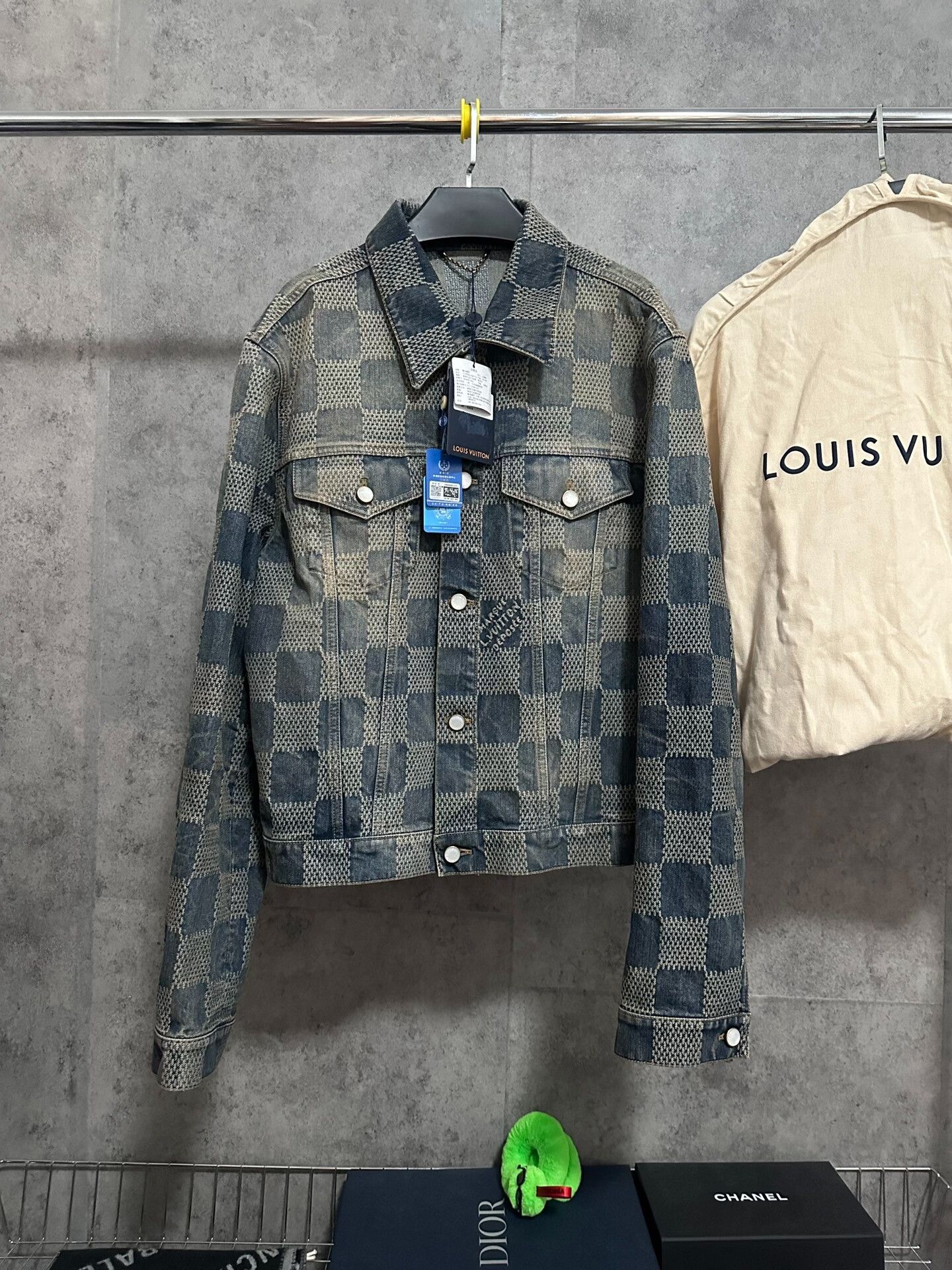 LV Louis Vuitton Denim Jacket with Pearl Buttons