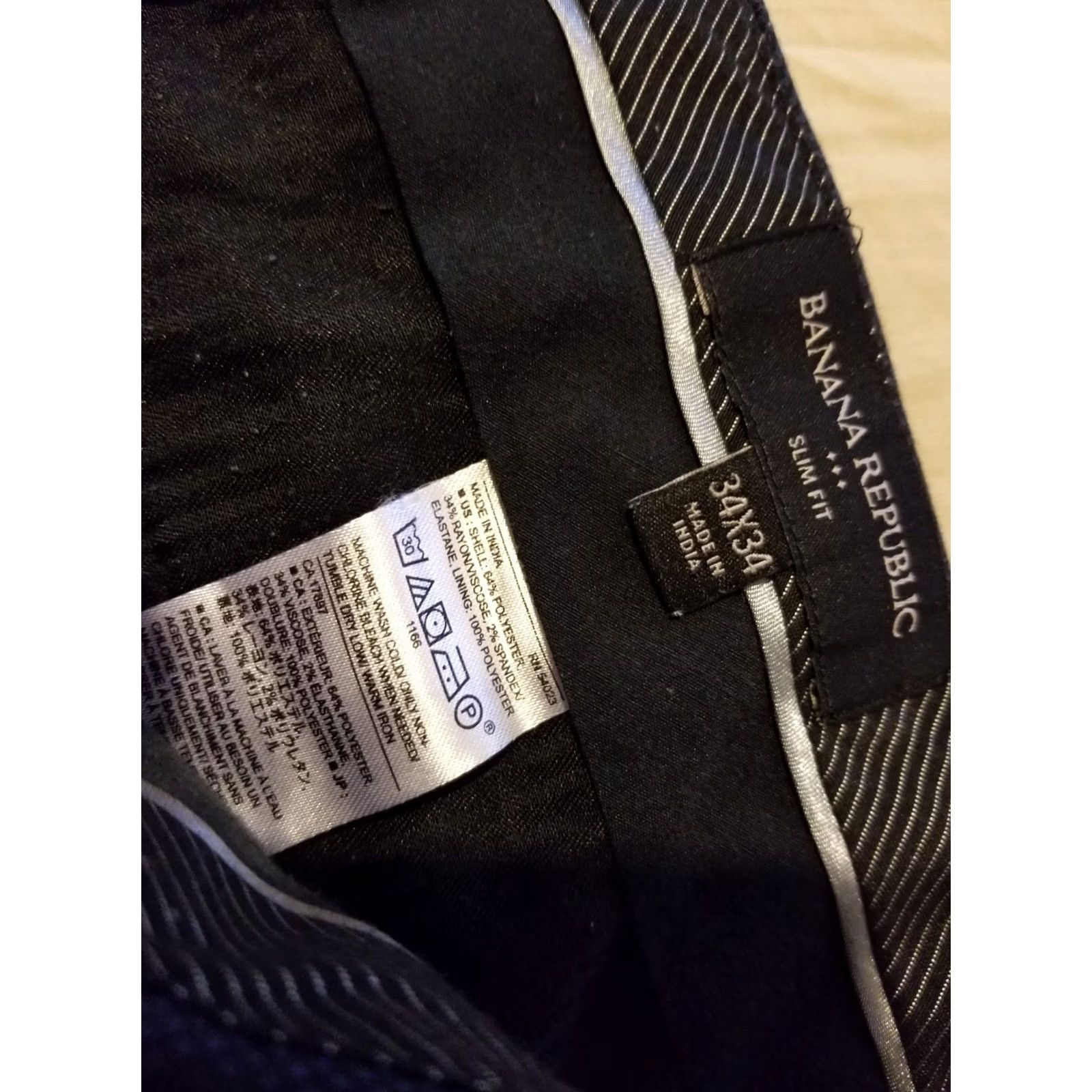 Banana Republic Mens Banana Republic Dress Pants 34x34 Slim Navy Blue Slack Chino Khaki Trouser Size US 34 / EU 50 - 4 Thumbnail