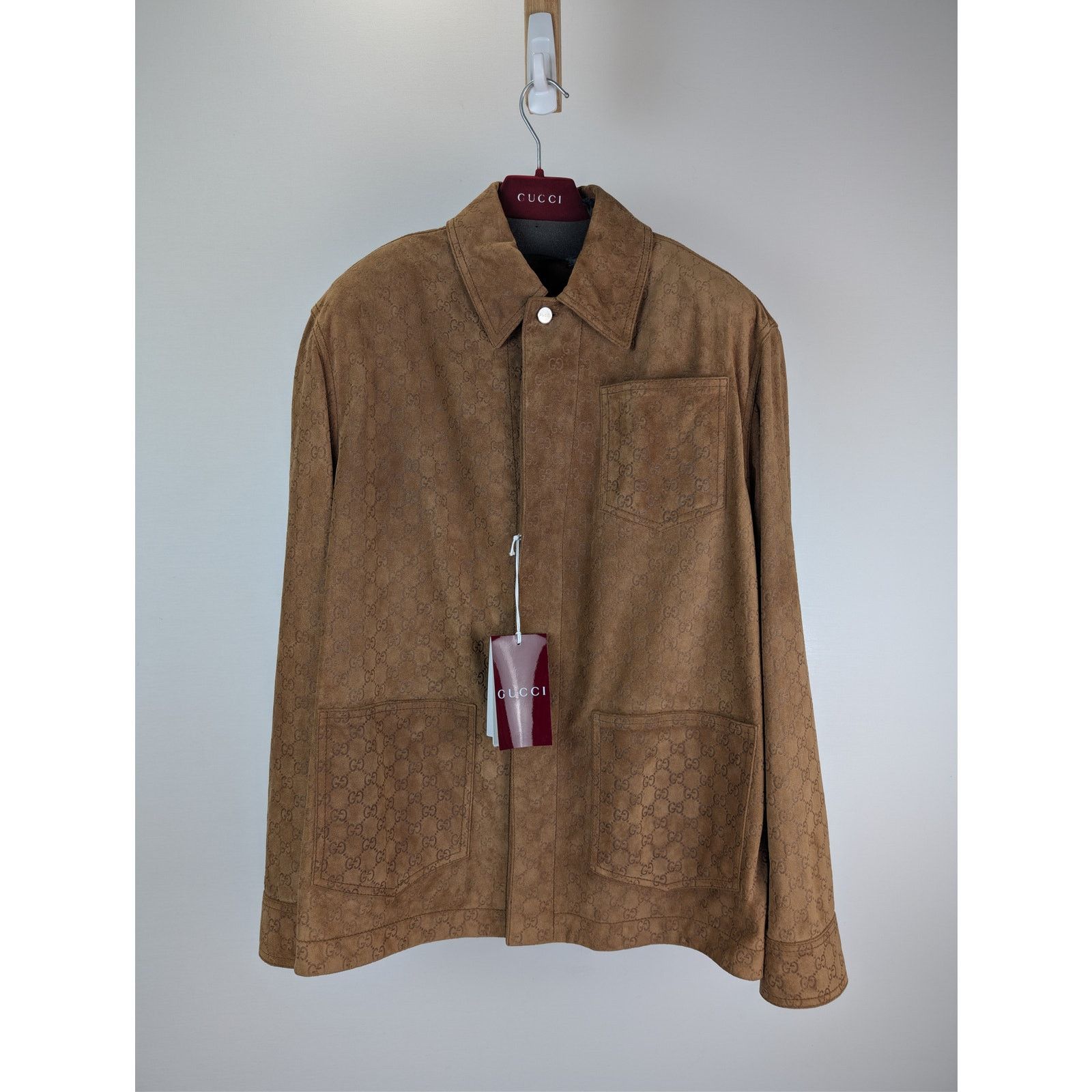 Gucci o1rshd1 Embossed GG Suede Jacket in Camel / Beige Size US M / EU 48-50 / 2 - 10 Thumbnail