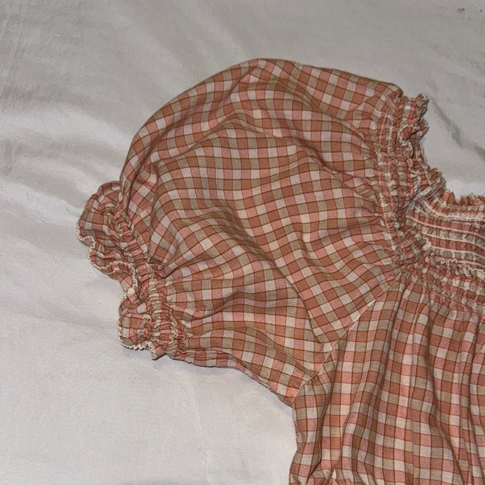 Old Navy Old Navy Checkered Peasant Blouse – Puff Sleeve, Size L Size L / US 10 / IT 46 - 3 Thumbnail
