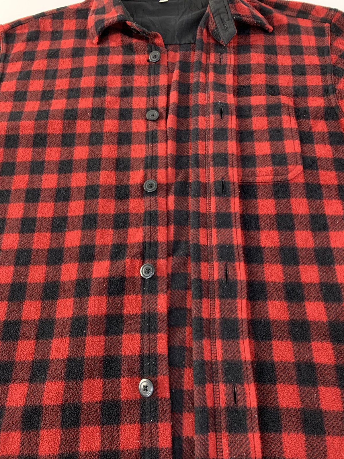 Vintage Vintage Style Japanese Fleece Button Up Shadow Plaid Checked Size US XL / EU 56 / 4 - 5 Thumbnail