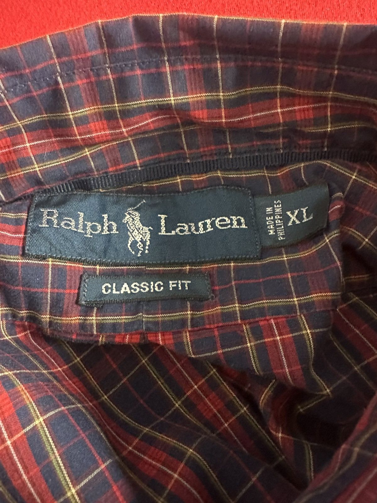 Ralph Lauren Ralph Lauren Classic Fit red/navy plaid button-down shirt Size US XL / EU 56 / 4 - 7 Thumbnail
