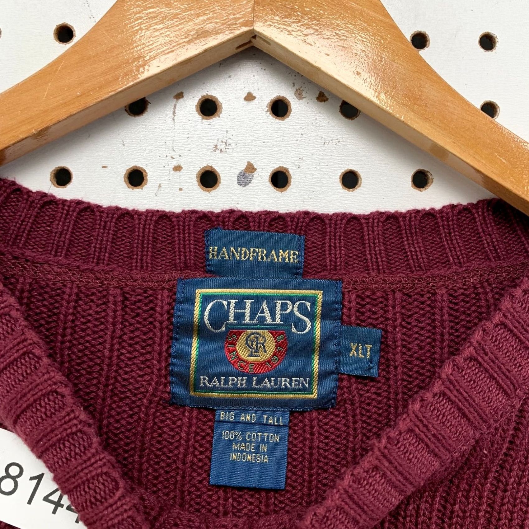 Ralph Lauren VINTAGE Chaps Ralph Lauren Handframe Knit Sweater Mens XLT Maroon 100% Cotton Size US XL / EU 56 / 4 - 5 Thumbnail