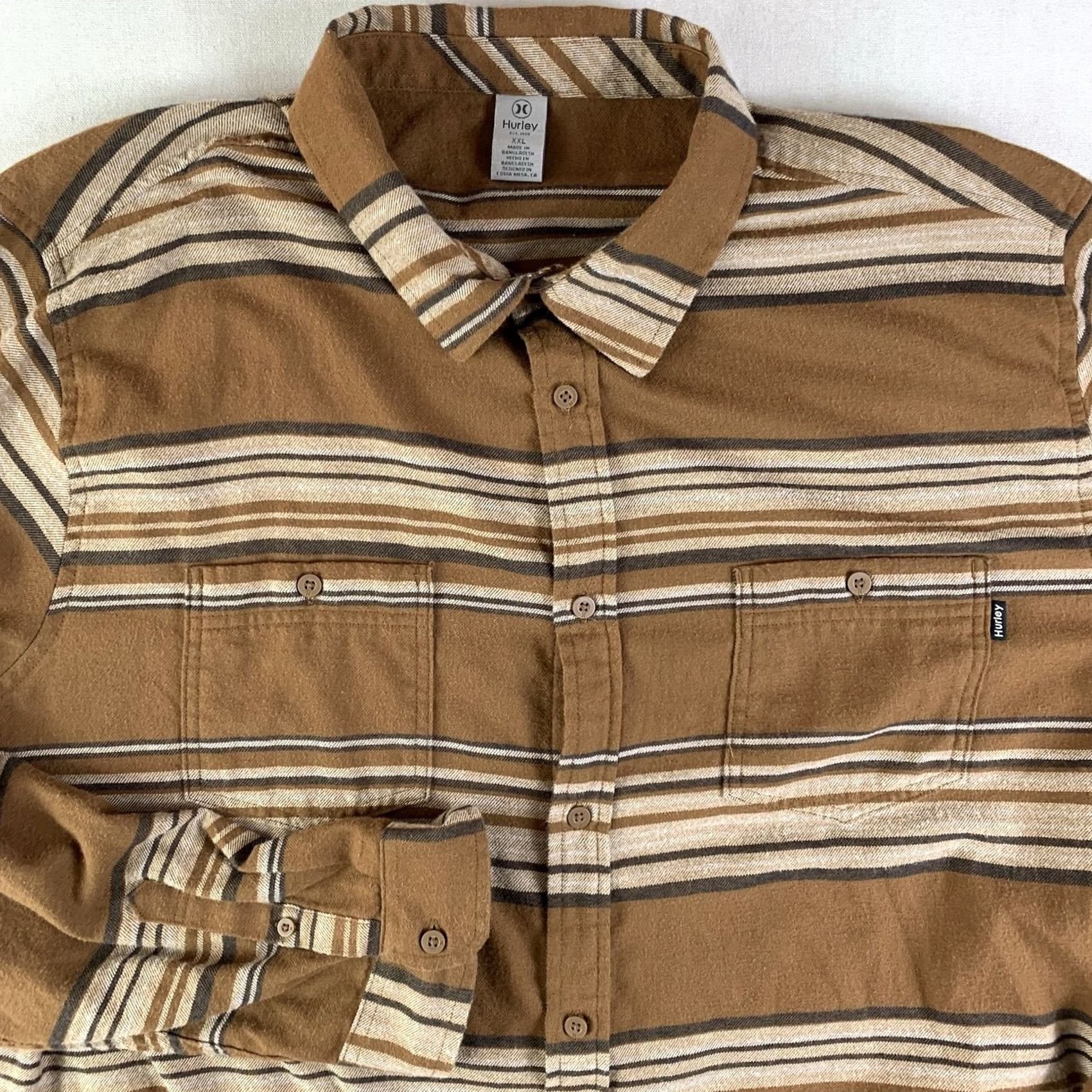 Hurley Hurley Shirt Long Sleeve Button-Up Mens XXL Brown Plaid Flannel Polycotton Size US XXL / EU 58 / 5 - 2 Thumbnail