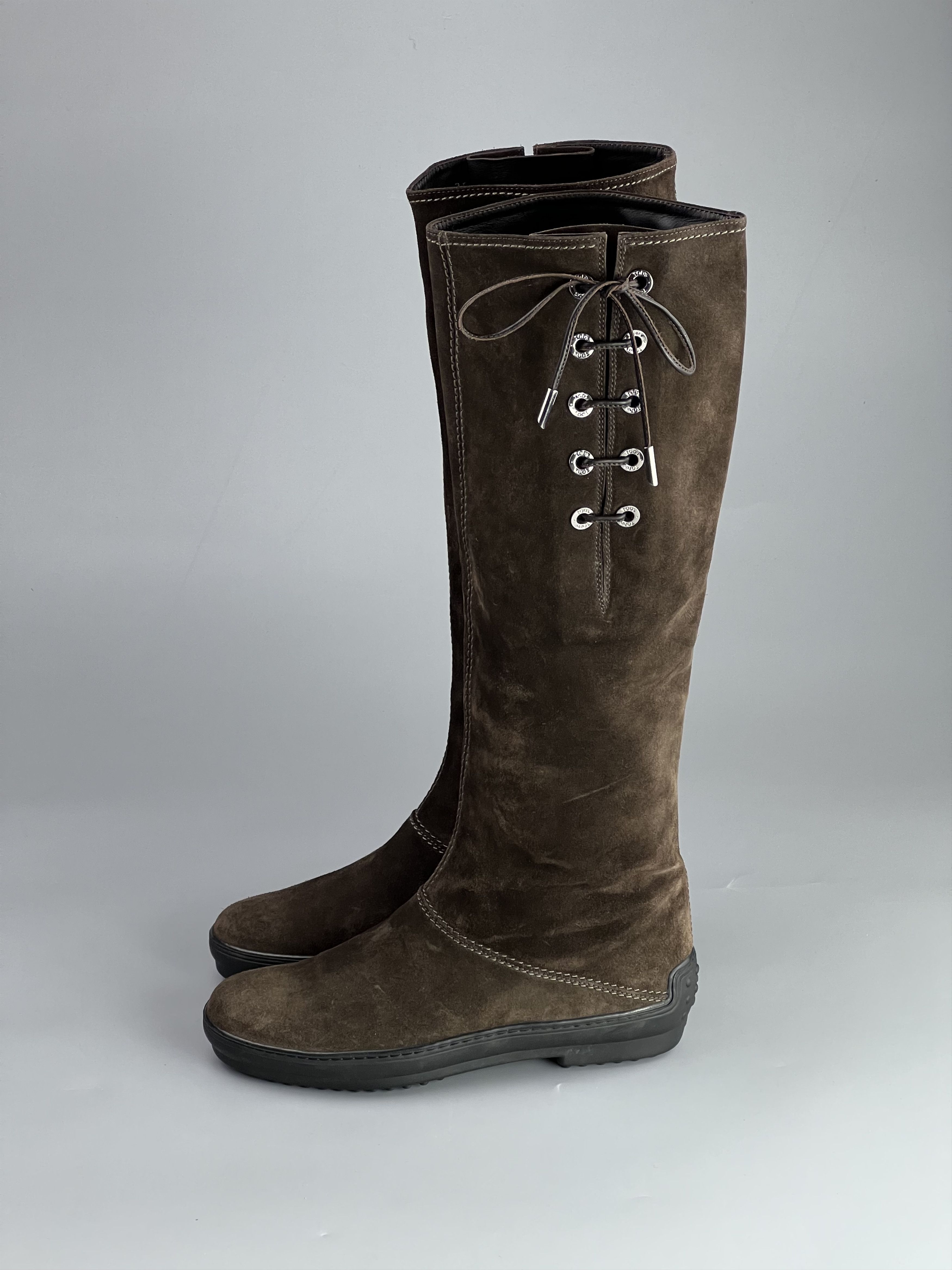 Tod's × Vibram Tod’s Brown Suede Knee High Boots Size 38 Size US 8 / IT 38 - 2 Thumbnail