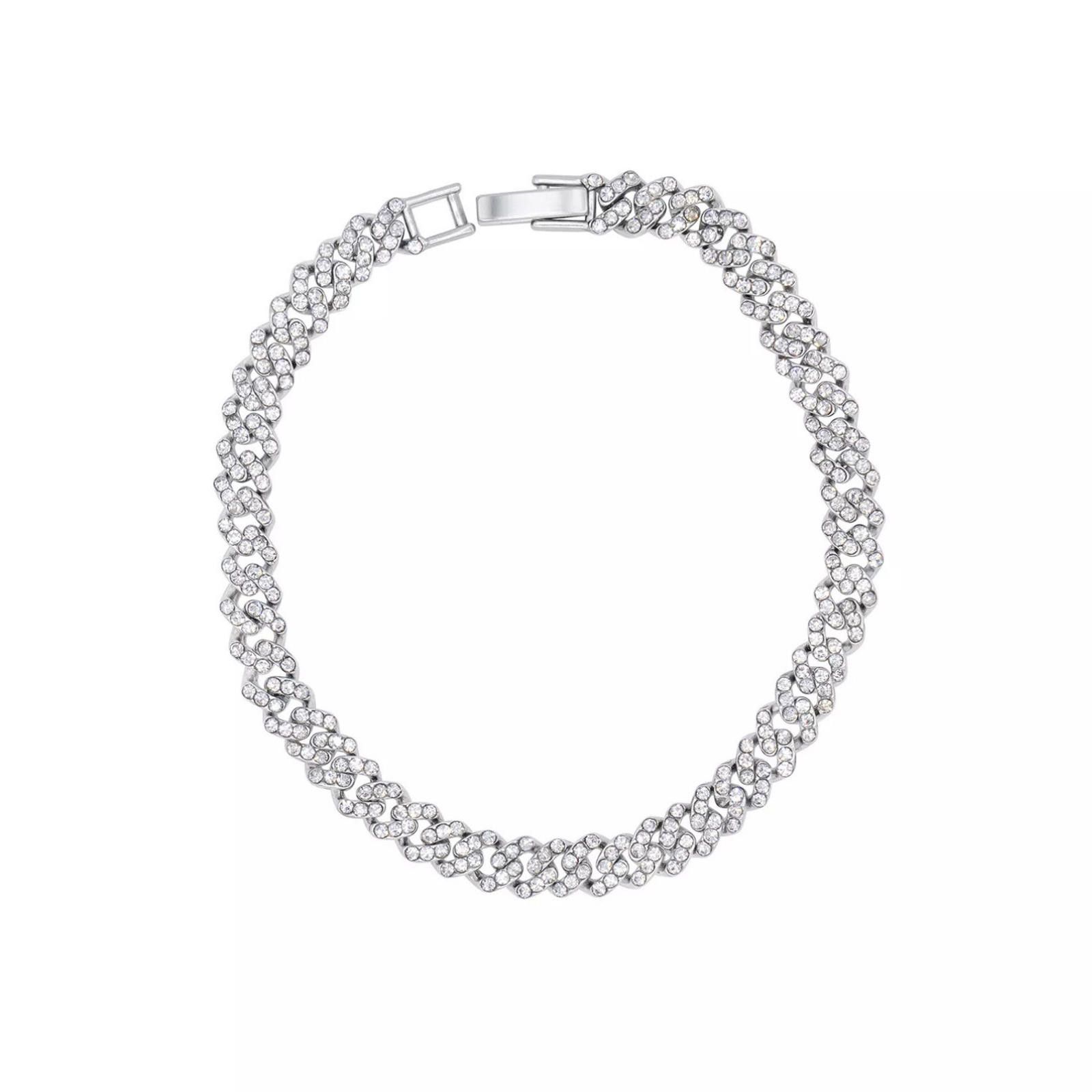 Other ADORNIA Silver 8mm Crystal Curb Chain Bracelet Size ONE SIZE - 1 Thumbnail