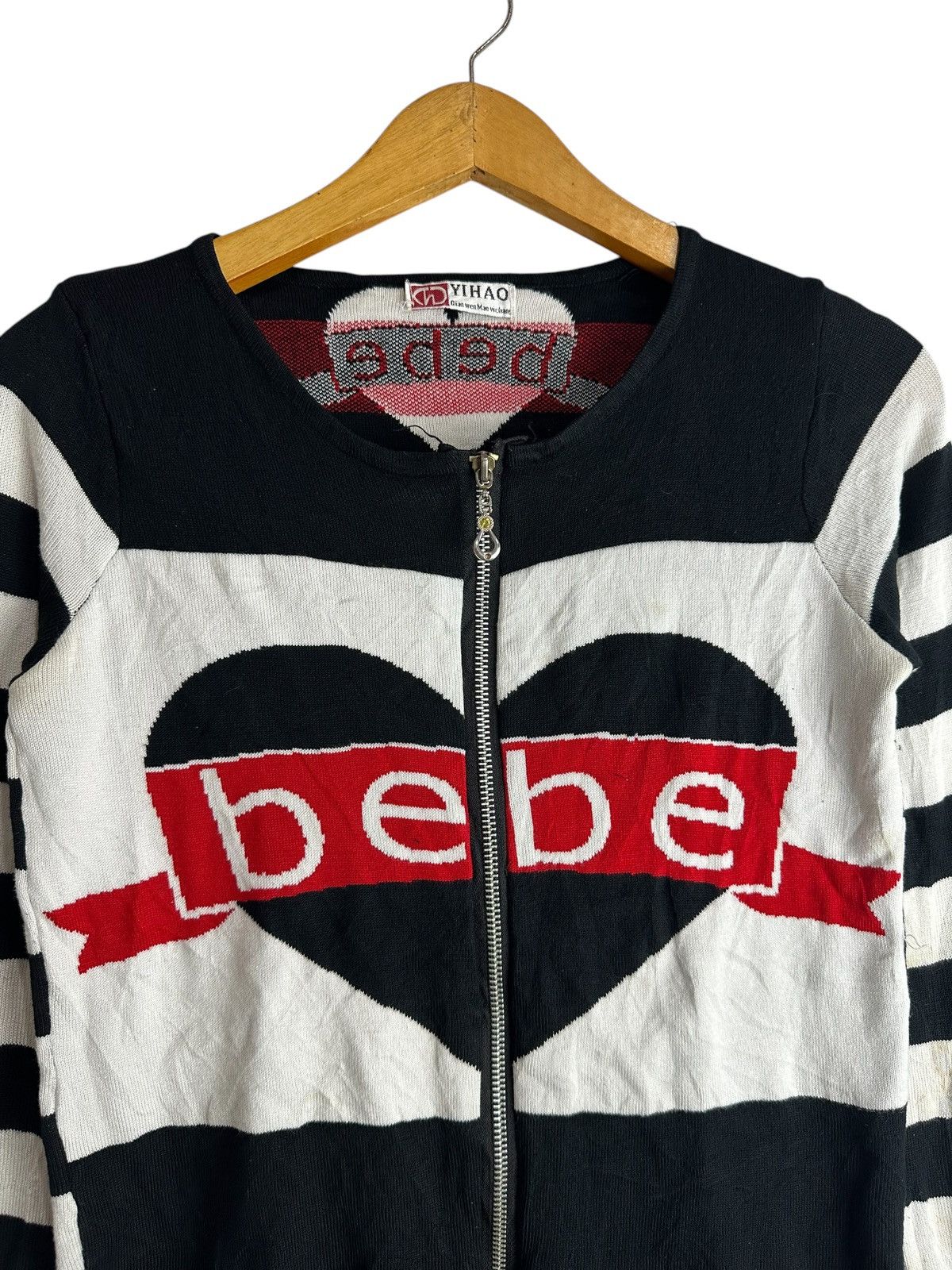 Japanese Brand BEBE STRIPE BLACK AND WHITE ZIPPER KURT COBAIN GRUNGE STYLE Size XS / US 0-2 / IT 36-38 - 3 Thumbnail