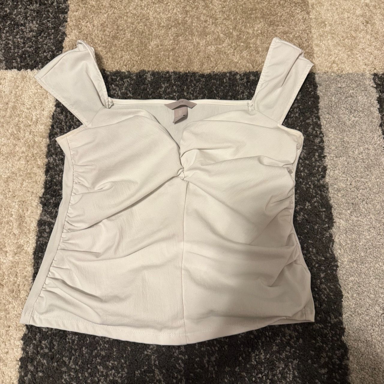 H&M H&M White Ruched Formed Top Size L / US 10 / IT 46 - 3 Thumbnail
