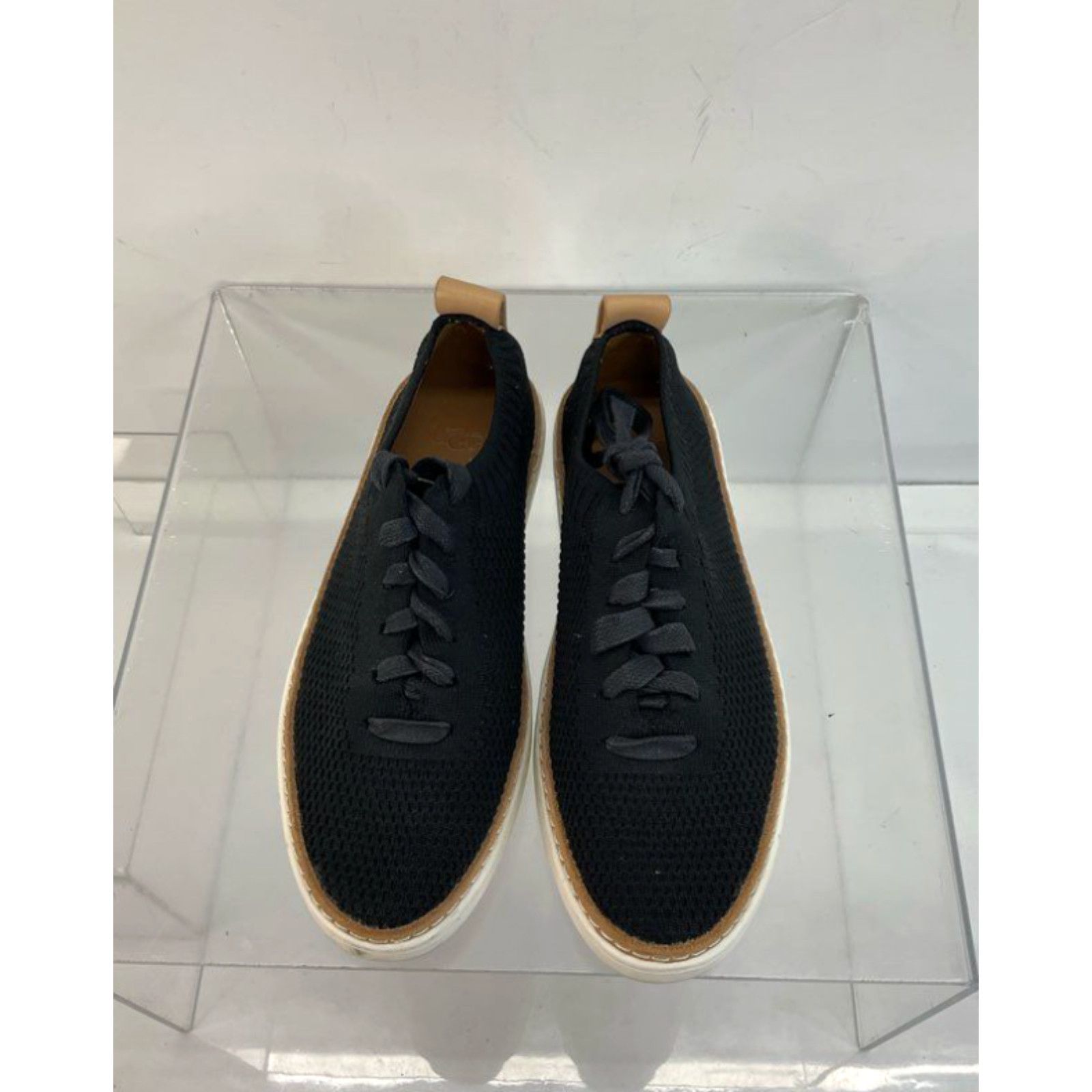 Ugg UGG Sidney Knit Black Fabric Beige Leather Lace Up Casual Sneakers 5.5 Grailed