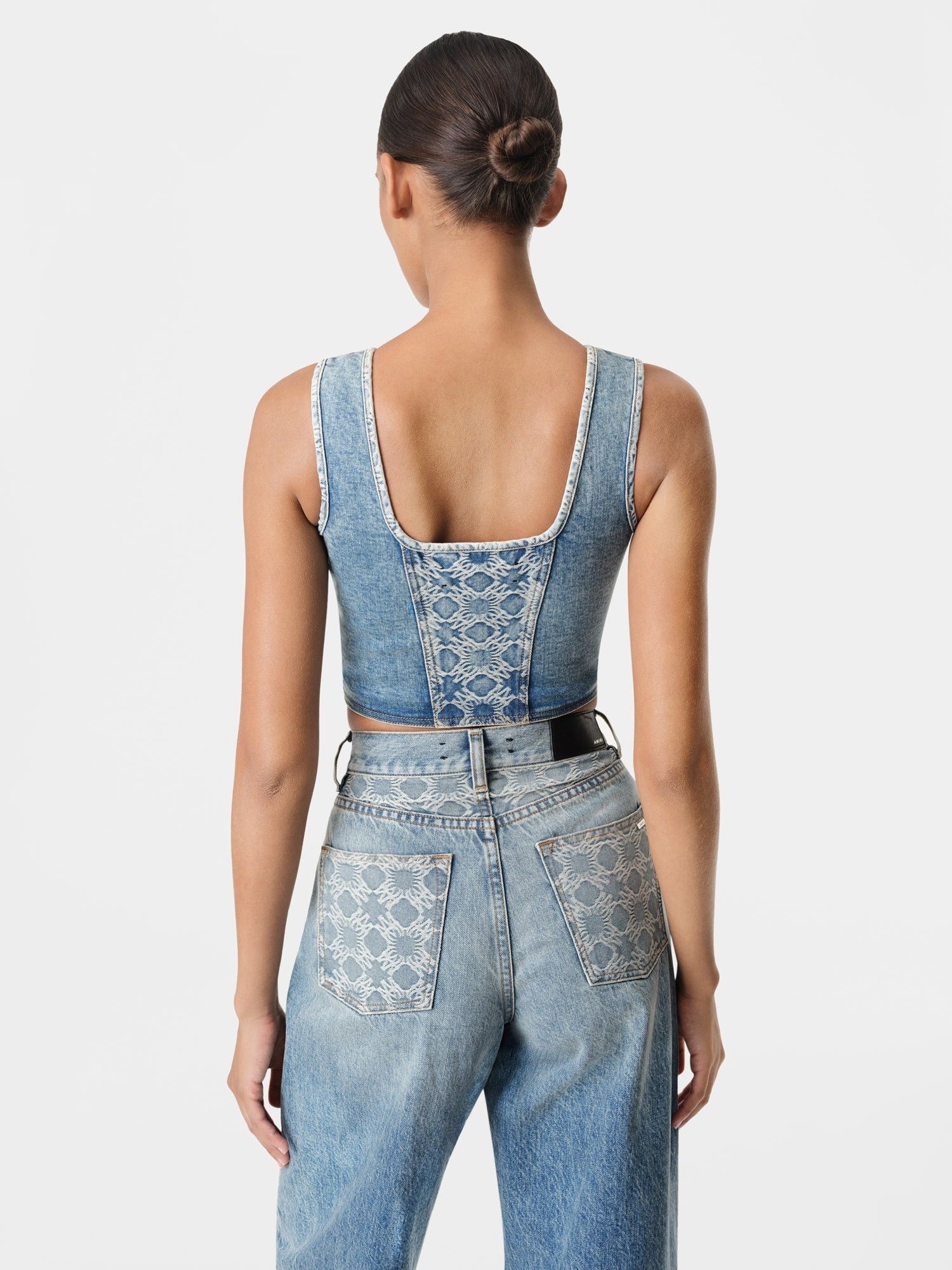 Amiri o1orln1025 MA Quad Corset Top in Blue Size S / US 4 / IT 40 - 4 Thumbnail