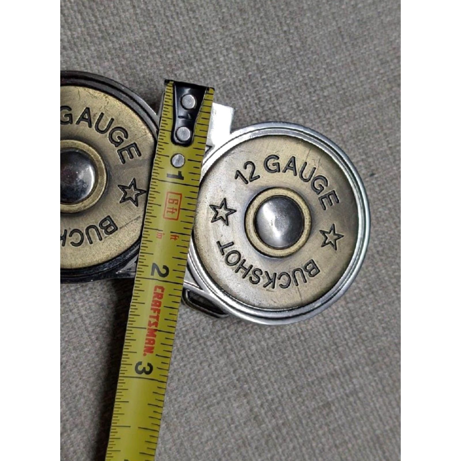 Vintage VINTAGE Shotgun belt buckle Belt Buckle Men 12 GA CHROME Brass hunting Western Gun accessories Size ONE SIZE - 4 Thumbnail