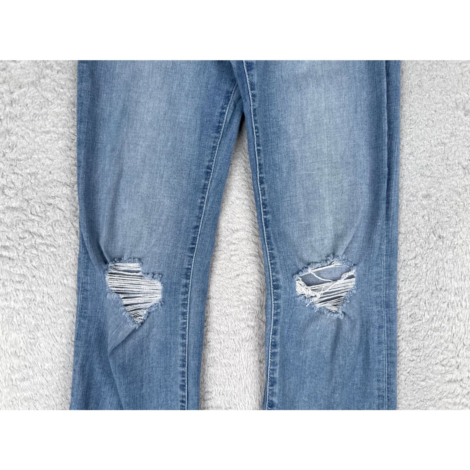 Hudson Hudson Noa Straight Jeans Womens 24 Blue Med Wash Mid Rise Distressed Crop 24x26 Size 42" / US 20 - 3 Thumbnail