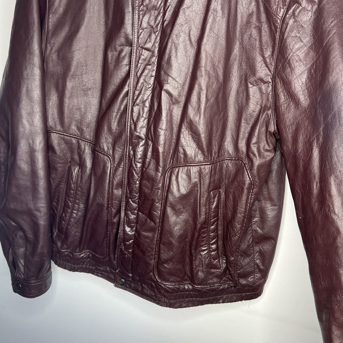Leather × Vintage Vintage Cherry Leather Motor Biker Jacket Trucker Genuine Size US L / EU 52-54 / 3 - 7 Thumbnail