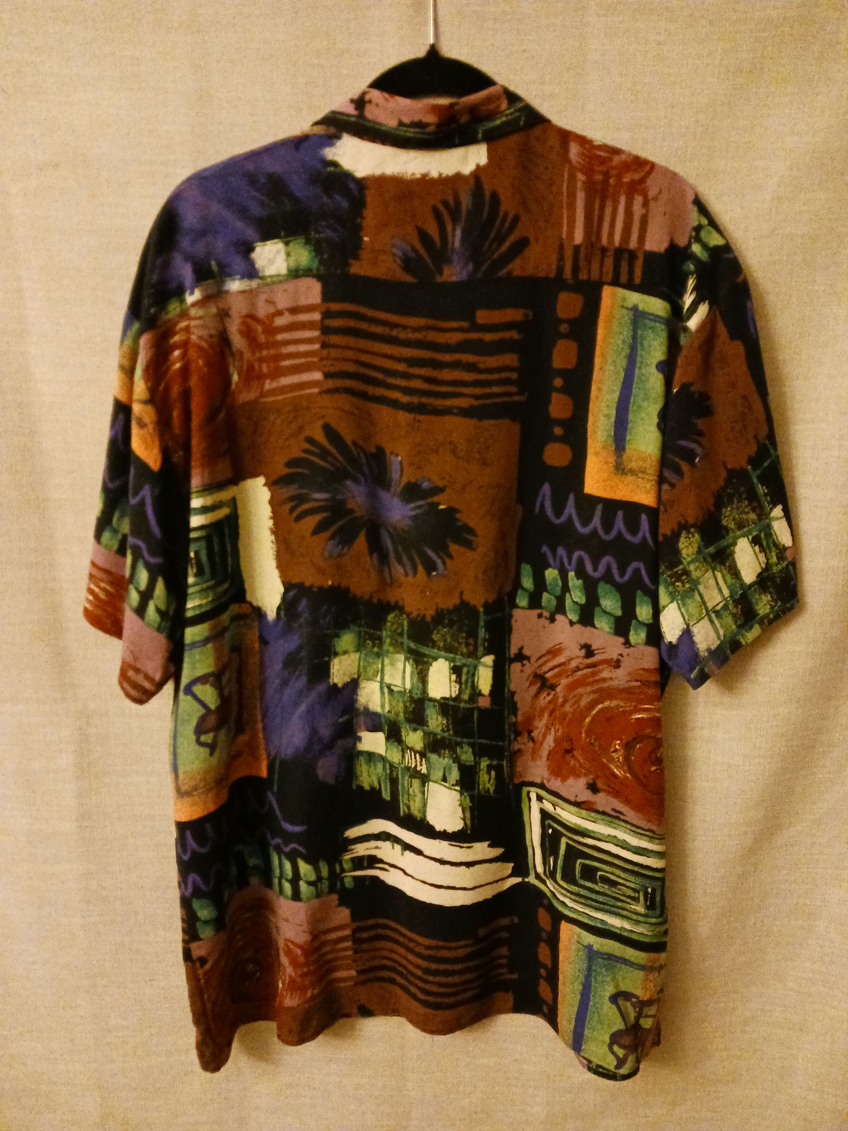 Vintage 100% Rayon Abstract Designed Short Sleeve Shirt Size US XL / EU 56 / 4 - 2 Thumbnail