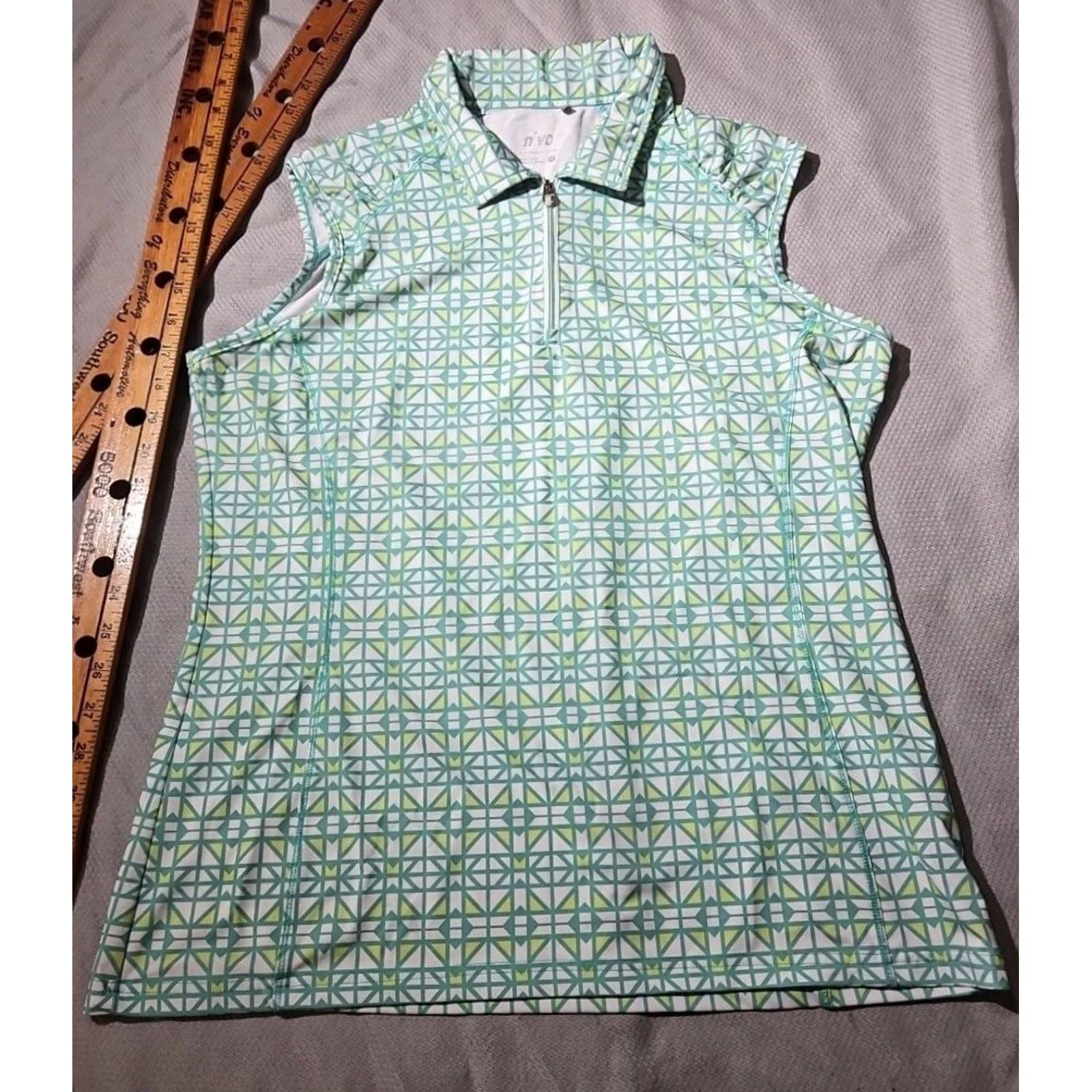 Vintage Nivo Shirt Womens L Golf Polo White Green Zip Collar Athletic Stretch Top Size L / US 10 / IT 46 - 2 Thumbnail