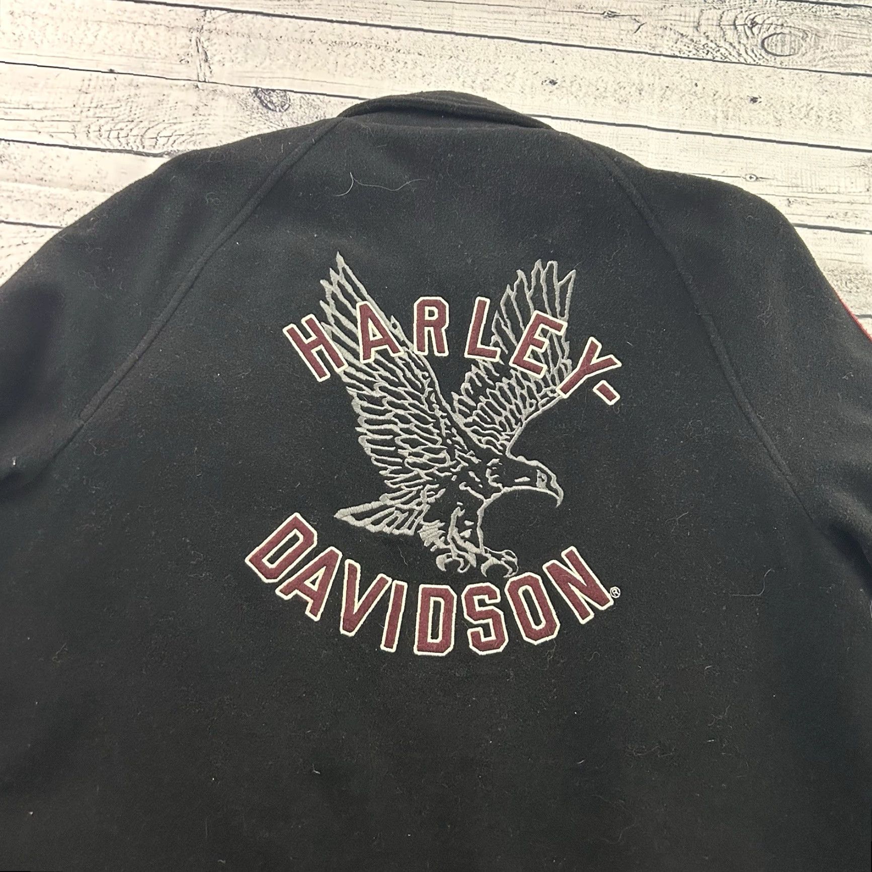 Harley Davidson VINTAGE Harley-Davidson Embroidered Wool Jacket Mens M Black Size US M / EU 48-50 / 2 - 7 Thumbnail