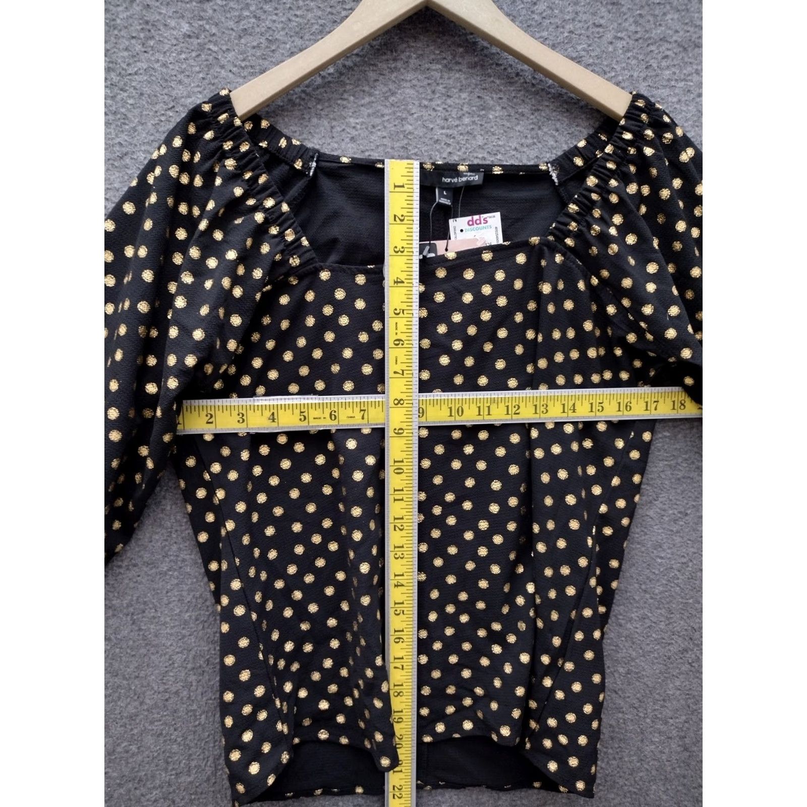 Vintage Harve Benard Blouse Off Shoulder 3/4 Sleeve Polka Dot Gold Black L Womens Size L / US 10 / IT 46 - 4 Thumbnail