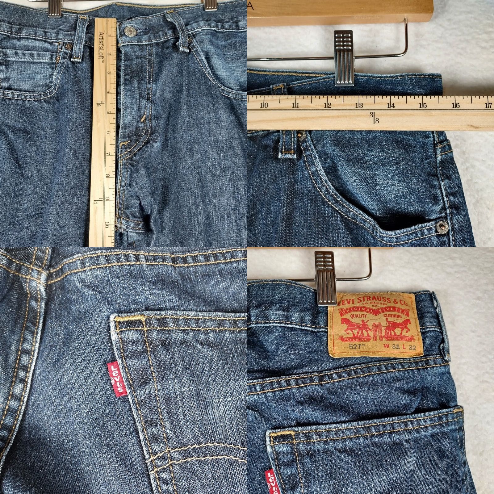 Levi's VINTAGE? (No) Levi's 527 Jeans Bootcut Men W31 30 Inseam Blue Denim Cotton 5-Pocket Logo Zip Rise Mid Regular Season All Size US 31 - 8 Thumbnail