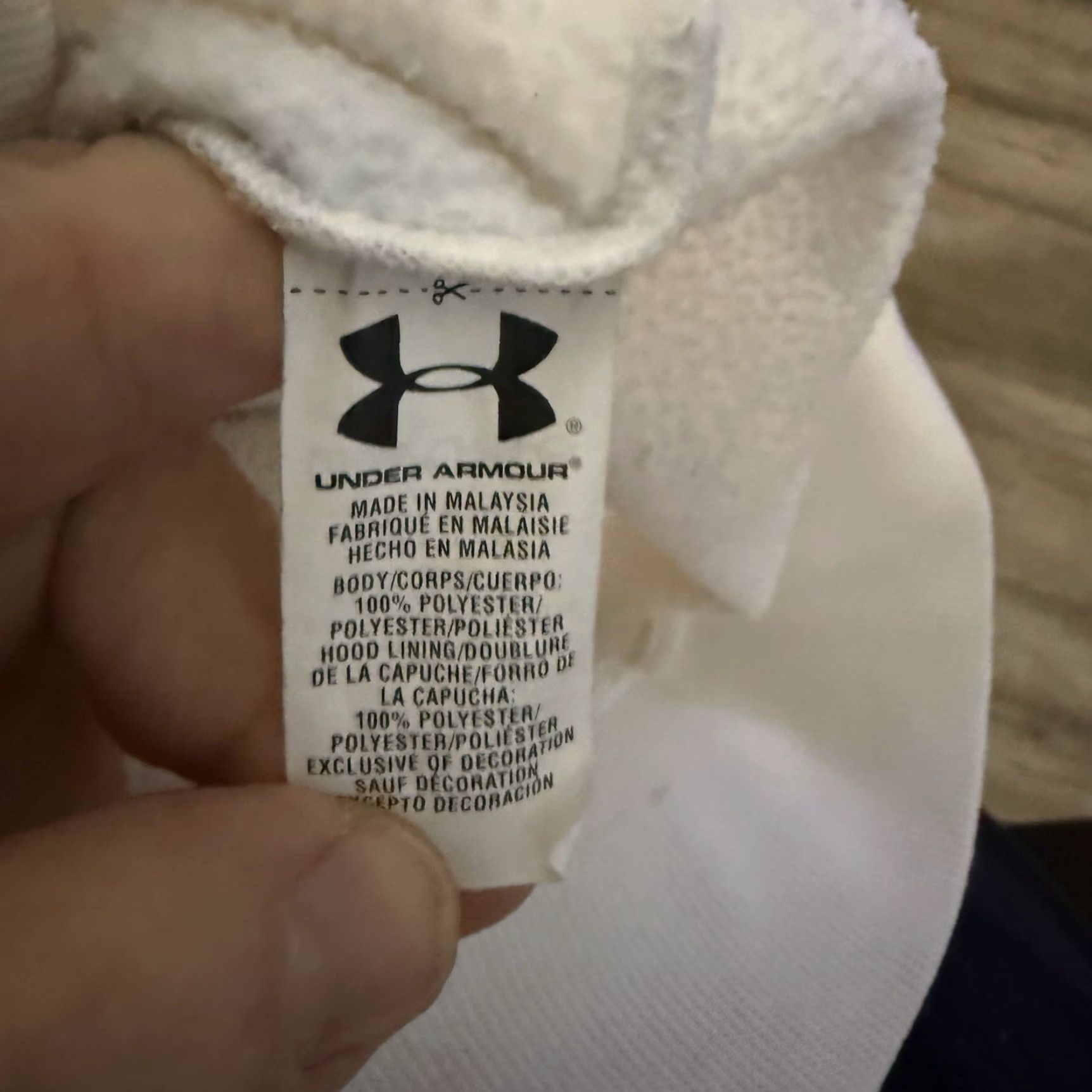 Under Armour Under Armour Hoodie Unisex Sz M Medium Full Zip Logo Print Beige Knit Fleece Breathable Pockets Sports Outdoor Mens Womens Size US M / EU 48-50 / 2 - 6 Thumbnail