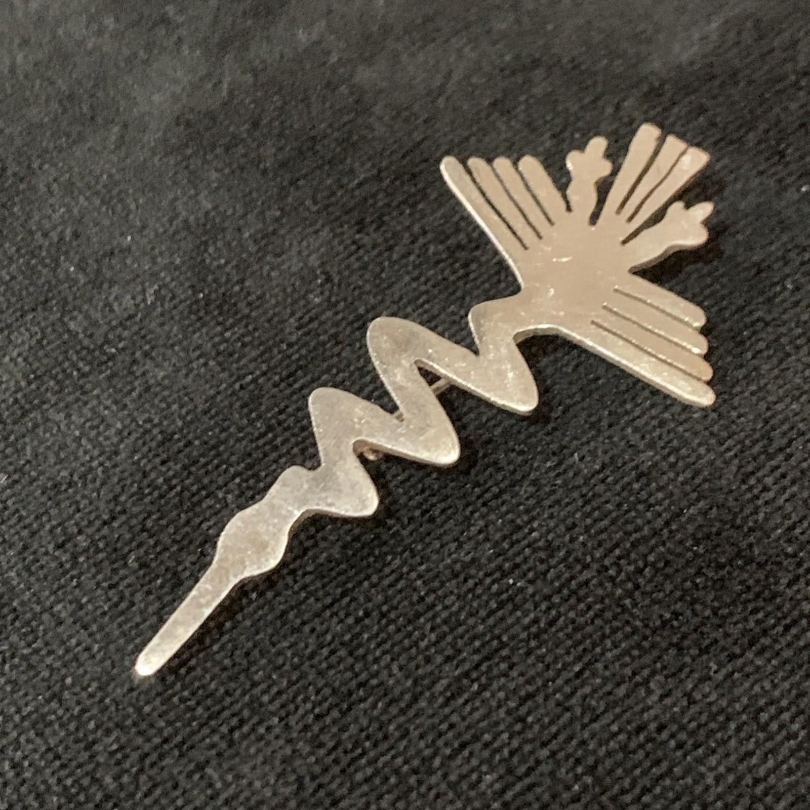 The Unbranded Brand Vintage Nazca Lines Pelican “Alcatraz” Bird 925 Brooch Pin Size ONE SIZE - 4 Thumbnail
