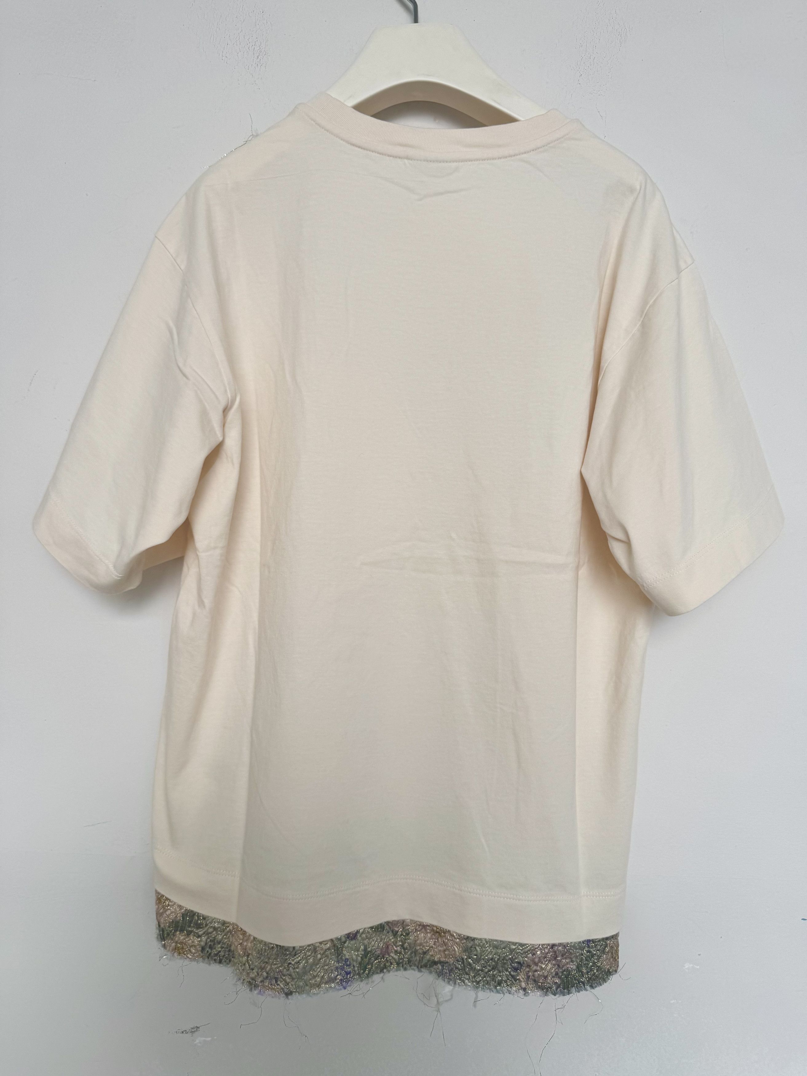 Dries Van Noten Frayed brocade-trimmed cotton-blend T-shirt Size M / US 6-8 / IT 42-44 - 2 Thumbnail