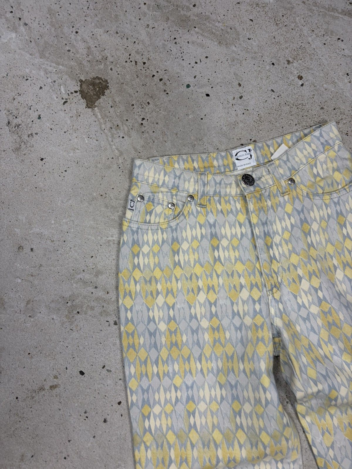Roberto Cavalli Vintage 1990s Roberto Cavalli Jeans Geometric Abstract Size 24" / US 00 / IT 34 - 7 Thumbnail