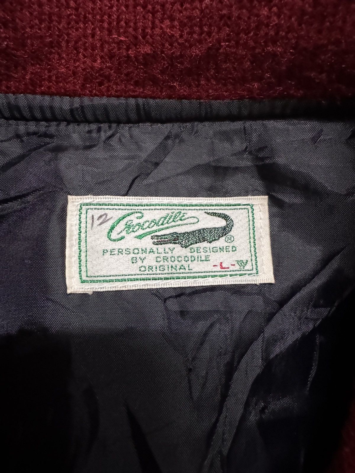 Japanese Brand VINTAGE 1990s CROCODILE NAVY BLUE VARSITY WOOL JACKET Size US L / EU 52-54 / 3 - 15 Thumbnail