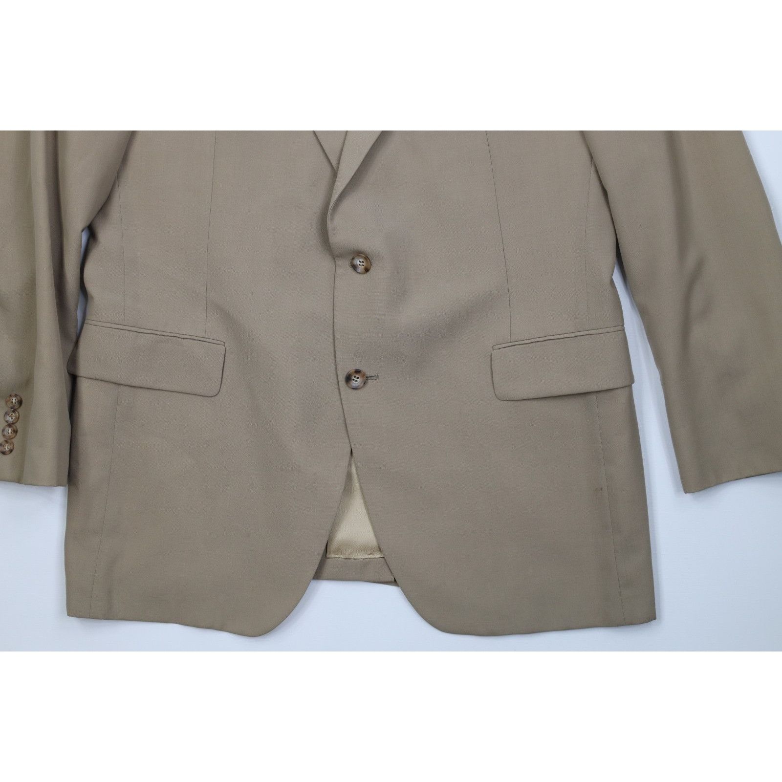 Vintage Vintage 70s Streetwear 2 Piece Wool Suit Wedding Beige Size 42L - 4 Thumbnail