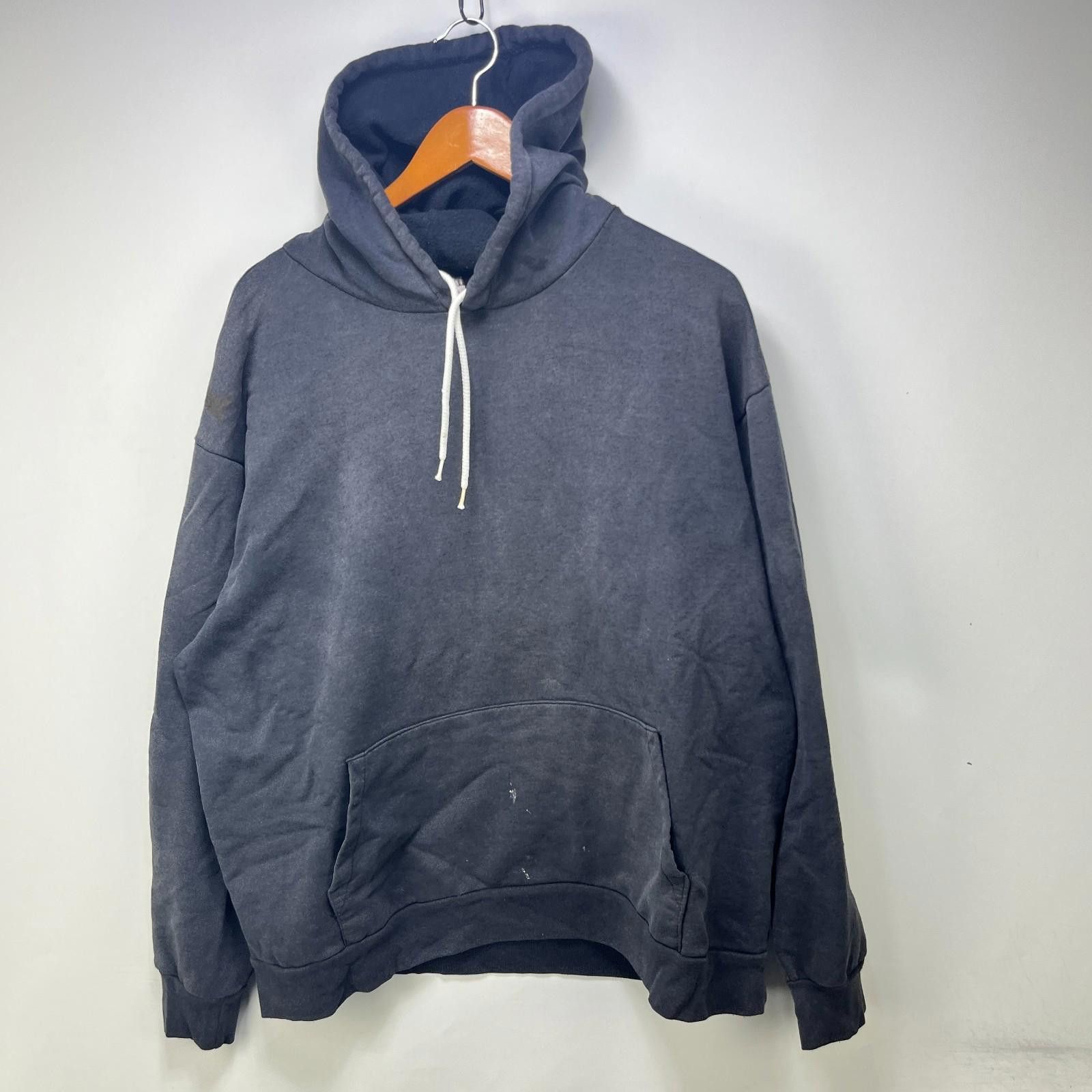 Vintage 90s Sun Faded Blank Black Hoodie 2XL