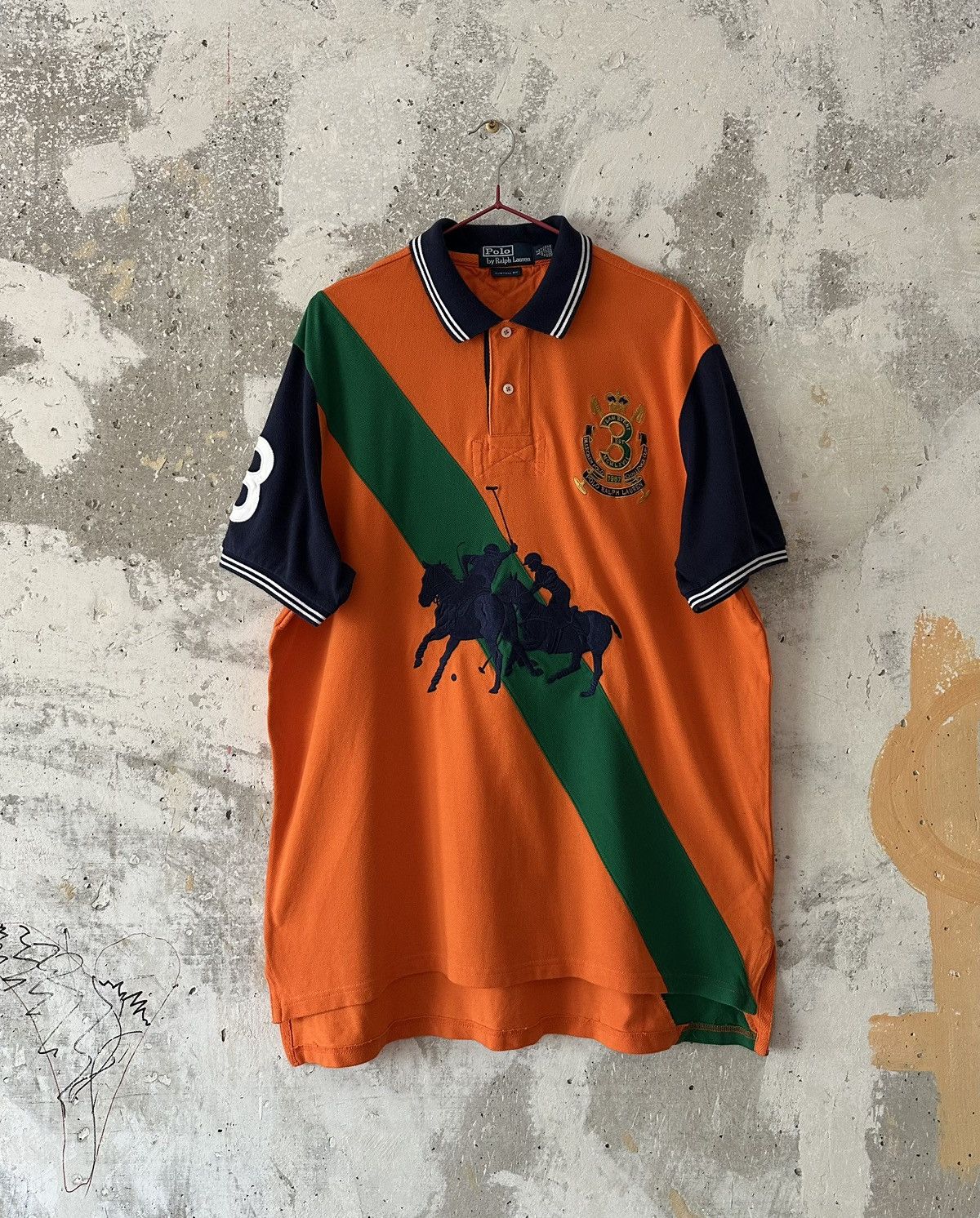 トップス Ralph Lauren Big Polo 90's made in USA 90S Vintage Polo Ralph Lauren Big Pony Logo Orange T-Shirt