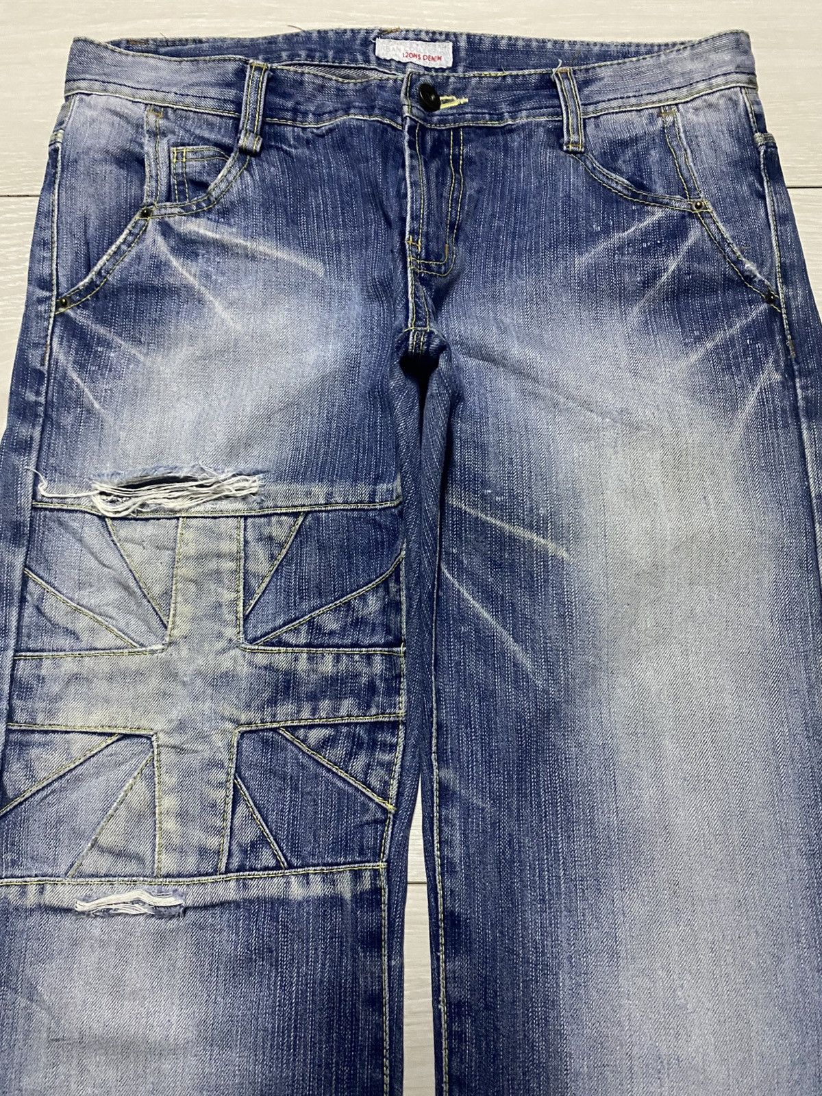 Authentic Pigment Vintage Authentic Urban Craft 12Ons Denim Cross Emroidered Size US 33 - 3 Thumbnail