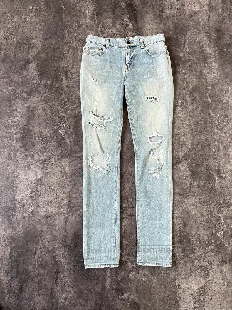 Saint Laurent Paris Saint Laurent Paris Light blue water-washed destroyed Size US 28 / EU 44 - 1 Thumbnail