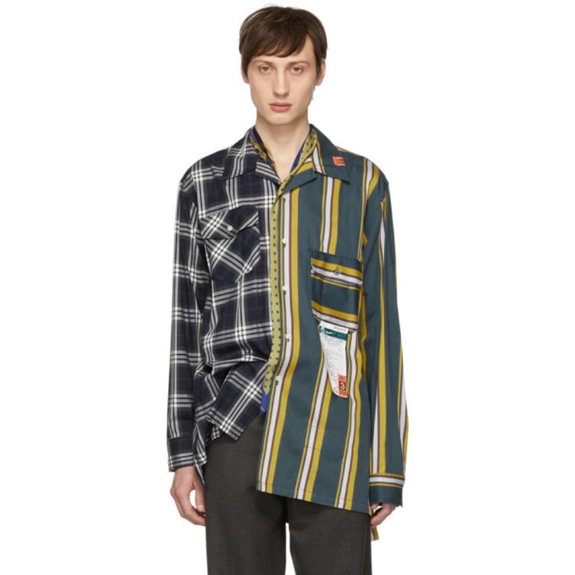 MIHARA YASUHIRO MIX PATTERN LS SHIRT