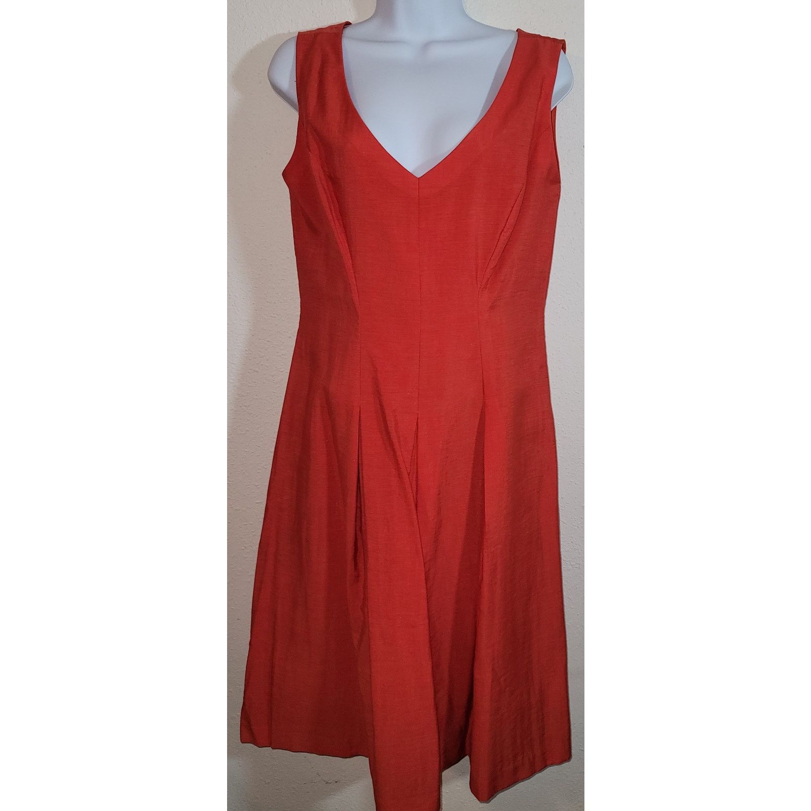 Coldwater Creek Coldwater Creek Orange V-Neck Midi Fit and Flare Dress 10 Size L / US 10 / IT 46 - 1 Thumbnail