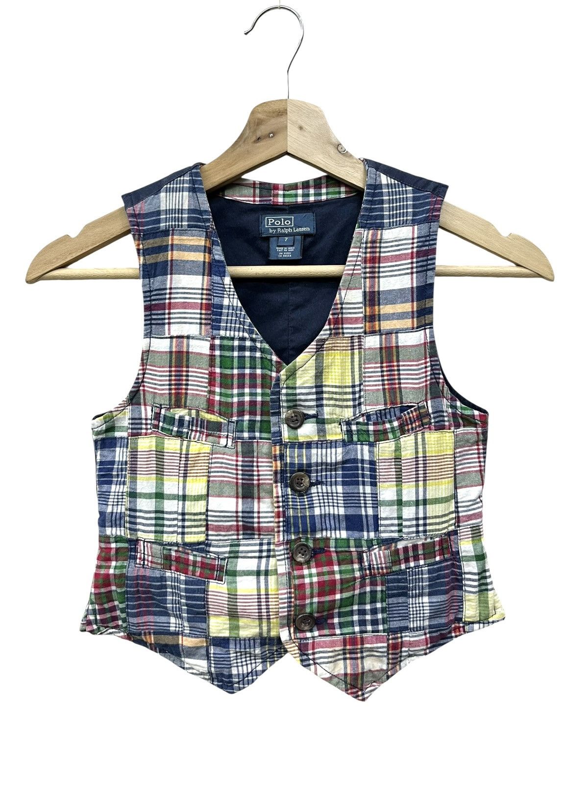 Polo Ralph Lauren Vintage Polo Ralph Lauren Patchwork Madras Plaid Vest Junior Size US XXS / EU 40 - 1 Thumbnail