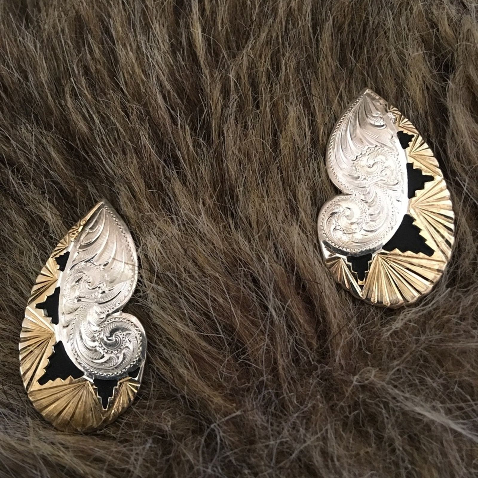 Vintage Vintage etched stainless steel western earrings Size ONE SIZE - 6 Thumbnail