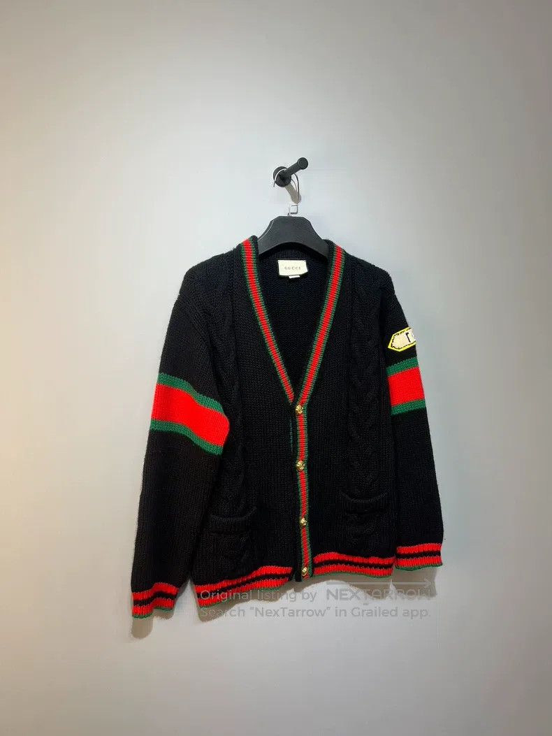 Gucci Gucci Black, red and green striped knitted cardigan coat Size US S / EU 44-46 / 1 - 3 Thumbnail