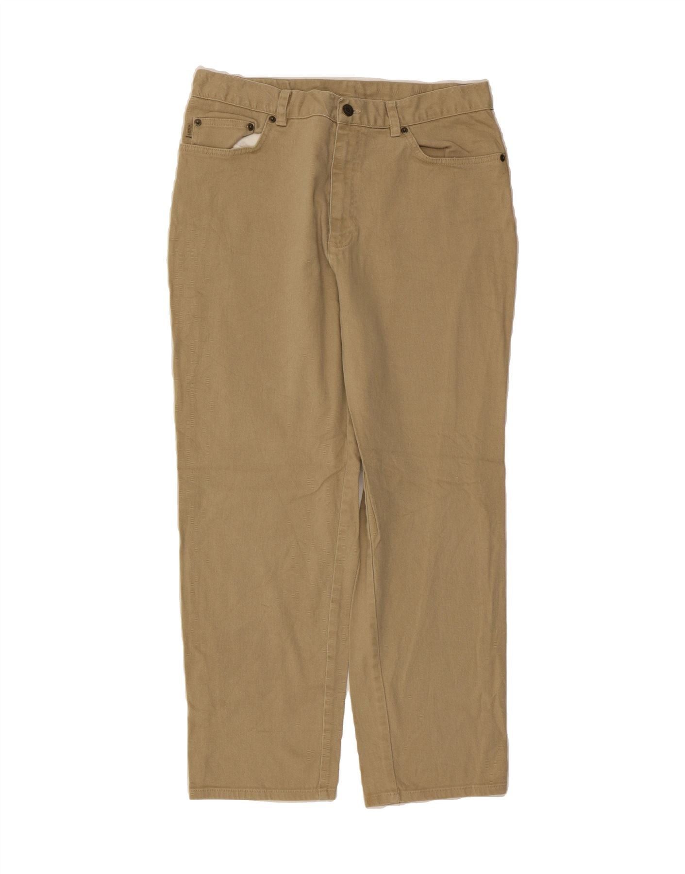 Ralph Lauren Womens Straight Casual Trousers US 14 XL W36 L28 Beige Cotto Size 32" / US 10 / IT 46 - 1 Thumbnail
