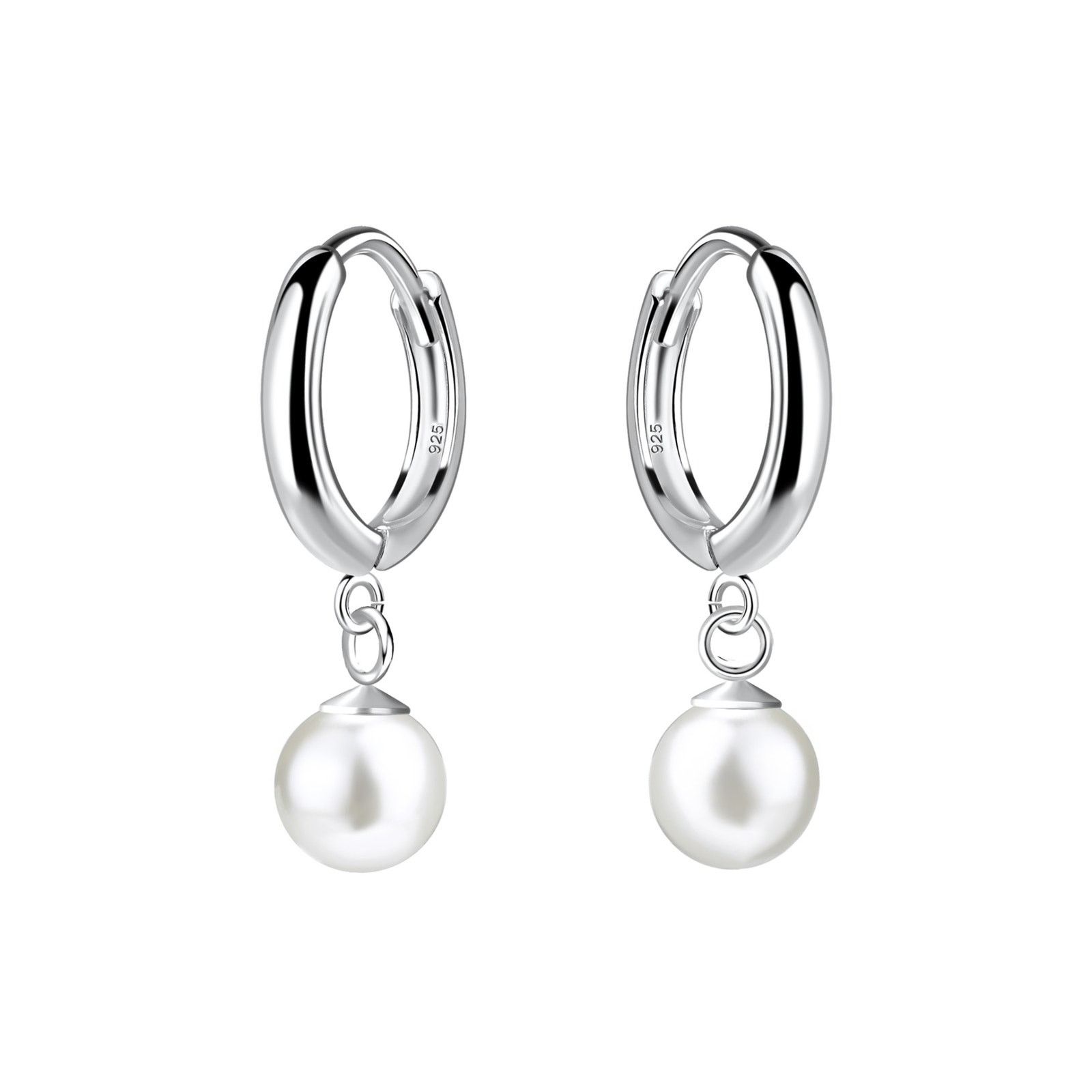 & Other Stories Silver Huggie Earrings With Hanging Pearl Size ONE SIZE - 1 Preview
