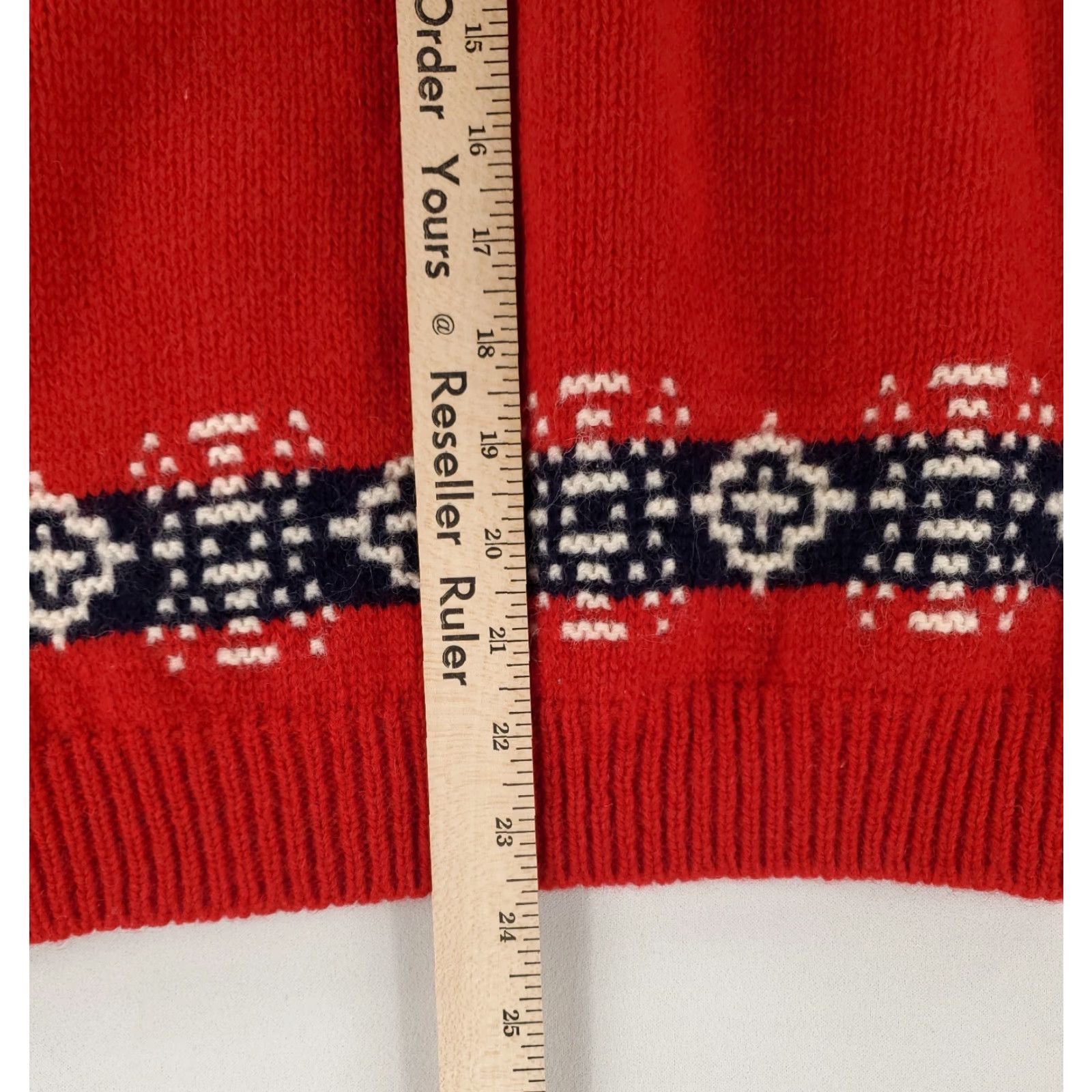 Vintage Hunting Horn Sweater 100% Shetland Wool Nordic Red White Blue Mens S Pullover Red Nordic Wool Mens S Size US M / EU 48-50 / 2 - 7 Thumbnail