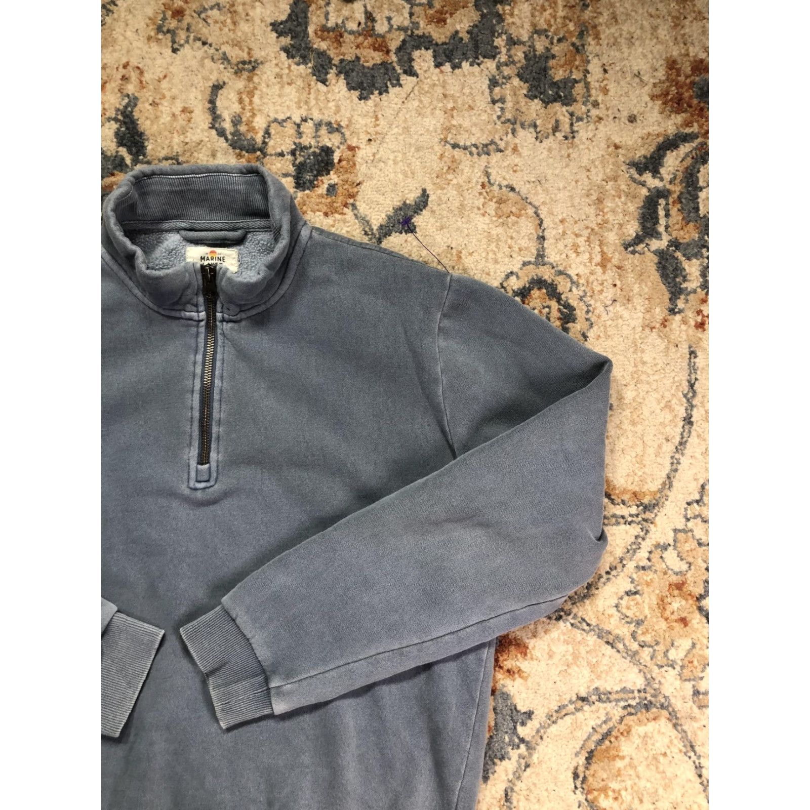 Marine Layer Marine Layer Sweatshirt Mens Small Blue 1/4 Zip Fleece Mock Neck Logo Pullover Size US S / EU 44-46 / 1 - 4 Thumbnail