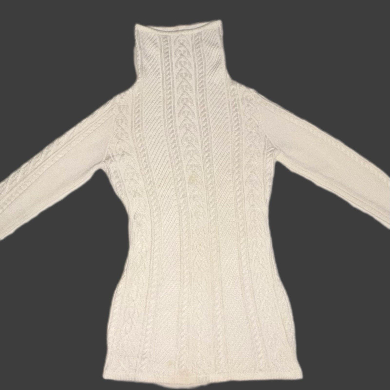 The Unbranded Brand Women’s Medium Slim Fit Off-White Turtleneck Long Sweater Size M / US 6-8 / IT 42-44 - 2 Thumbnail