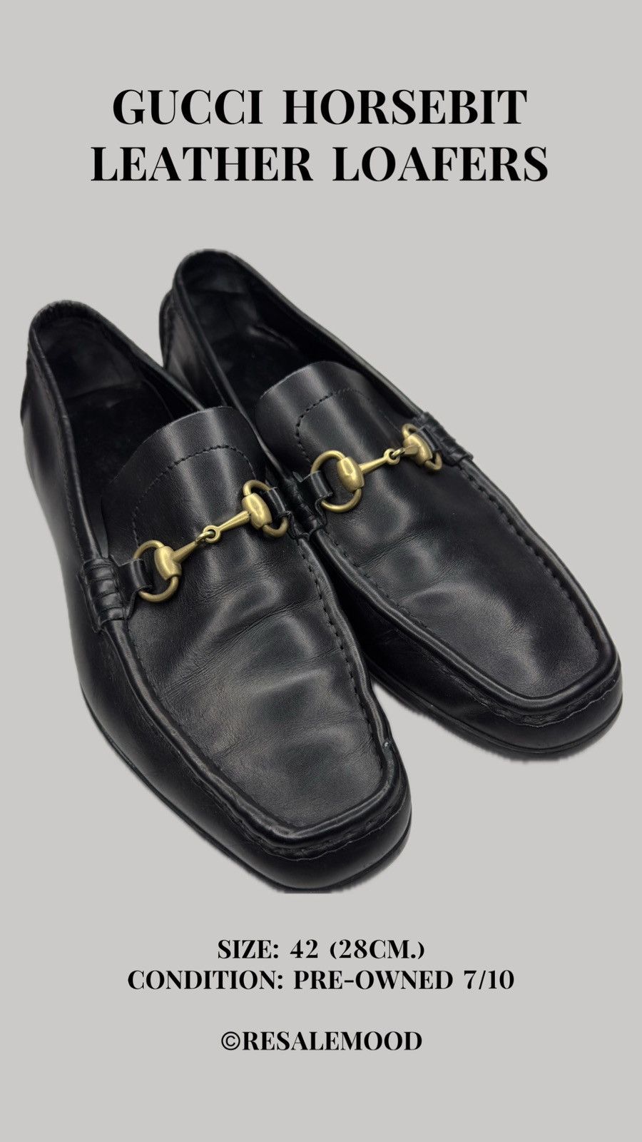 Gucci Horsebit Loafers 42 Black Leather Vintage Italy Shoes, Men's (Size 9)