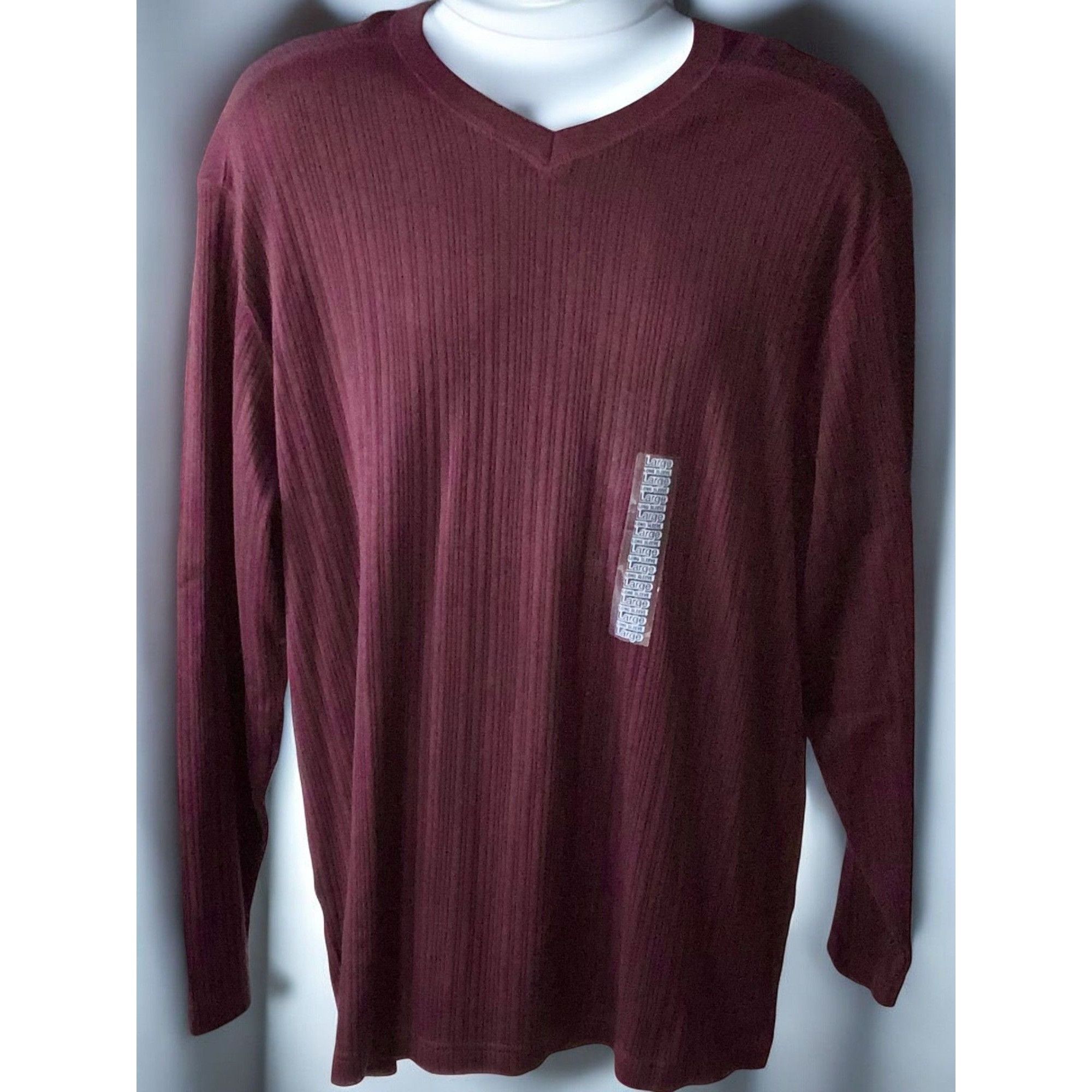 Fieldmaster Fieldmaster Melange Mens NEW Large Burgundy Ribbed VNeck Size US L / EU 52-54 / 3 - 6 Thumbnail
