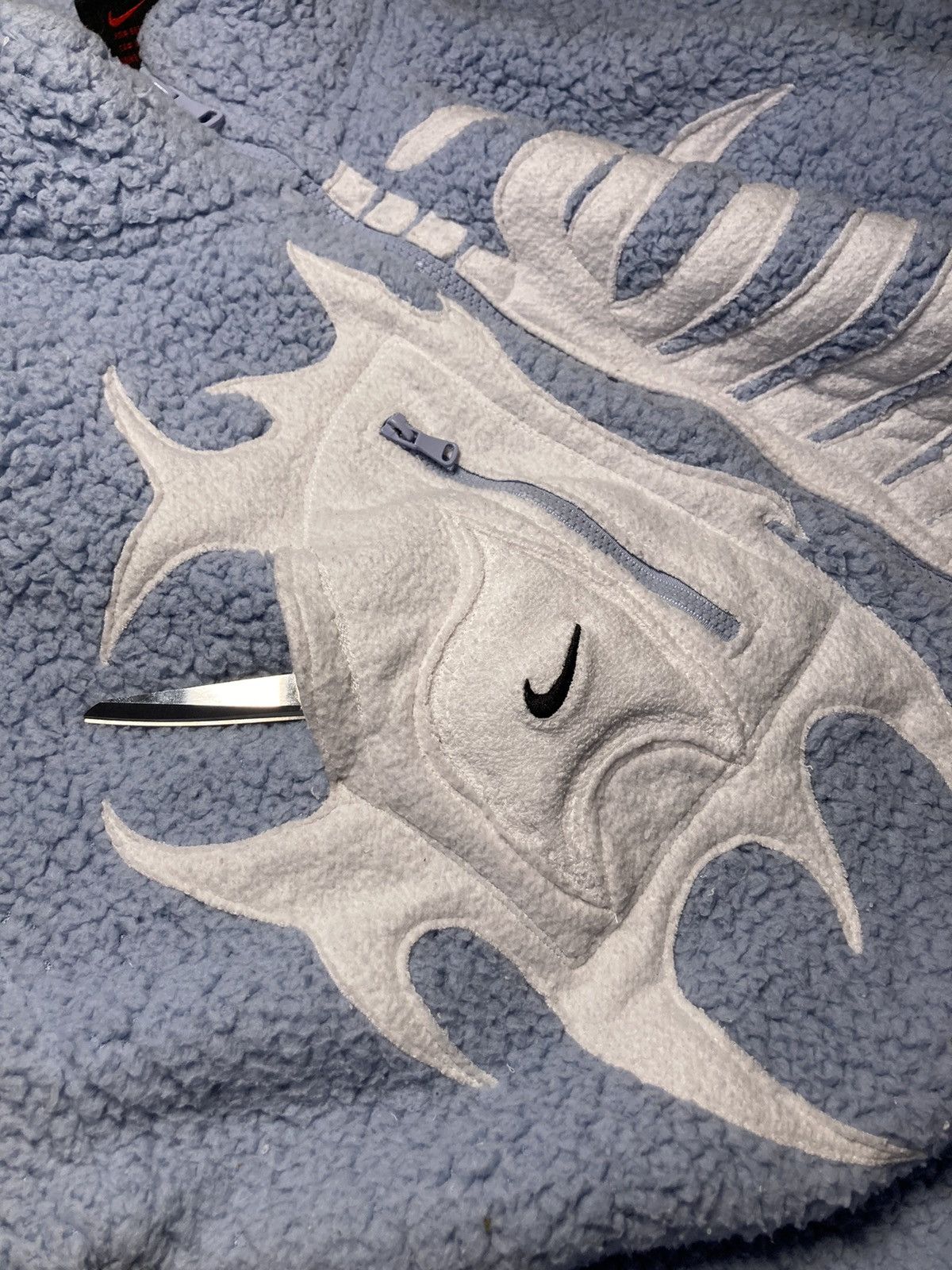Nike × Vintage ⛩️Nike fleece jacket custom sherpa skeleton vintage y2k 1of1⛩️ Size US L / EU 52-54 / 3 - 8 Thumbnail