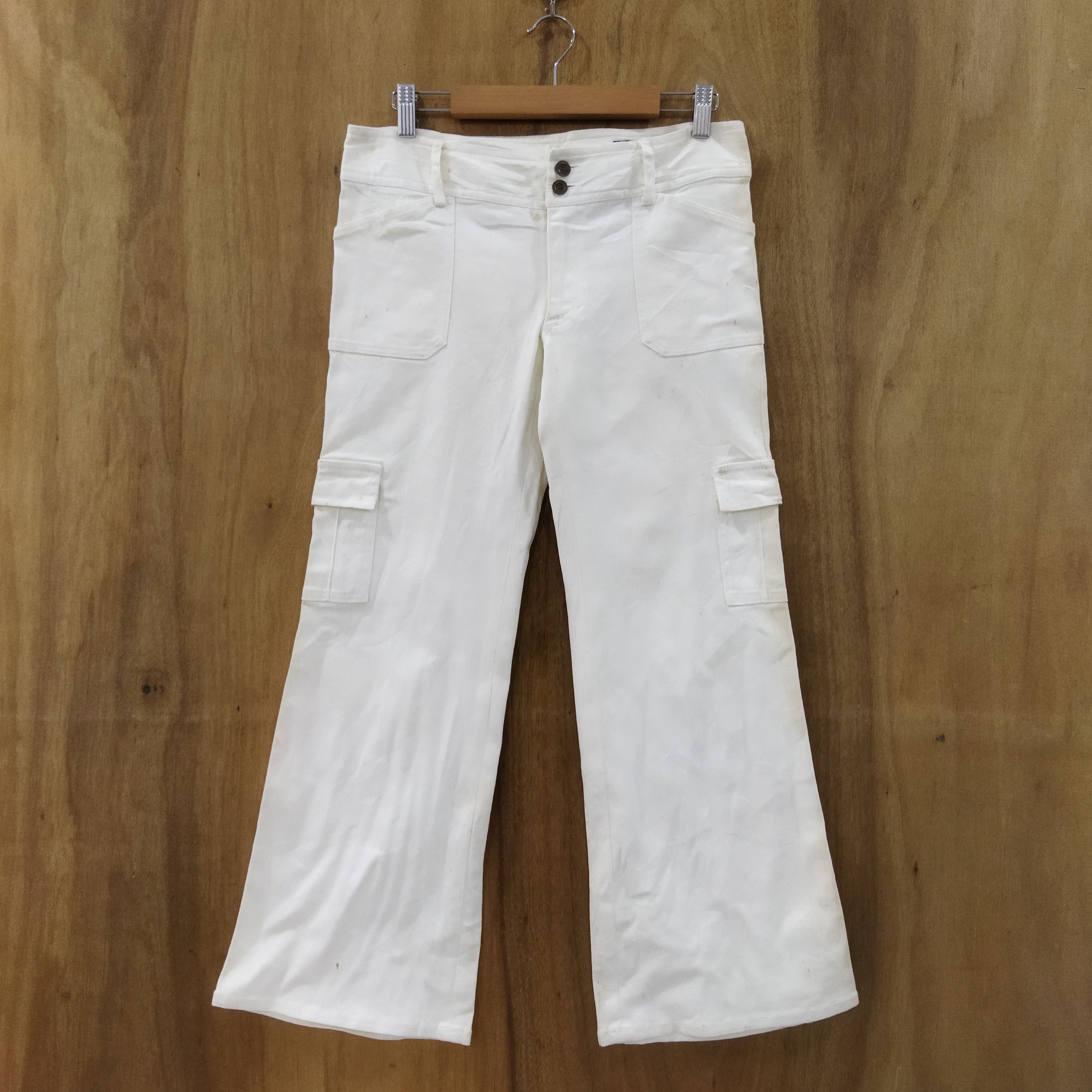 image of Mk Klein White Yello Cargo Pants in White Yellow, Men's (Size 29)