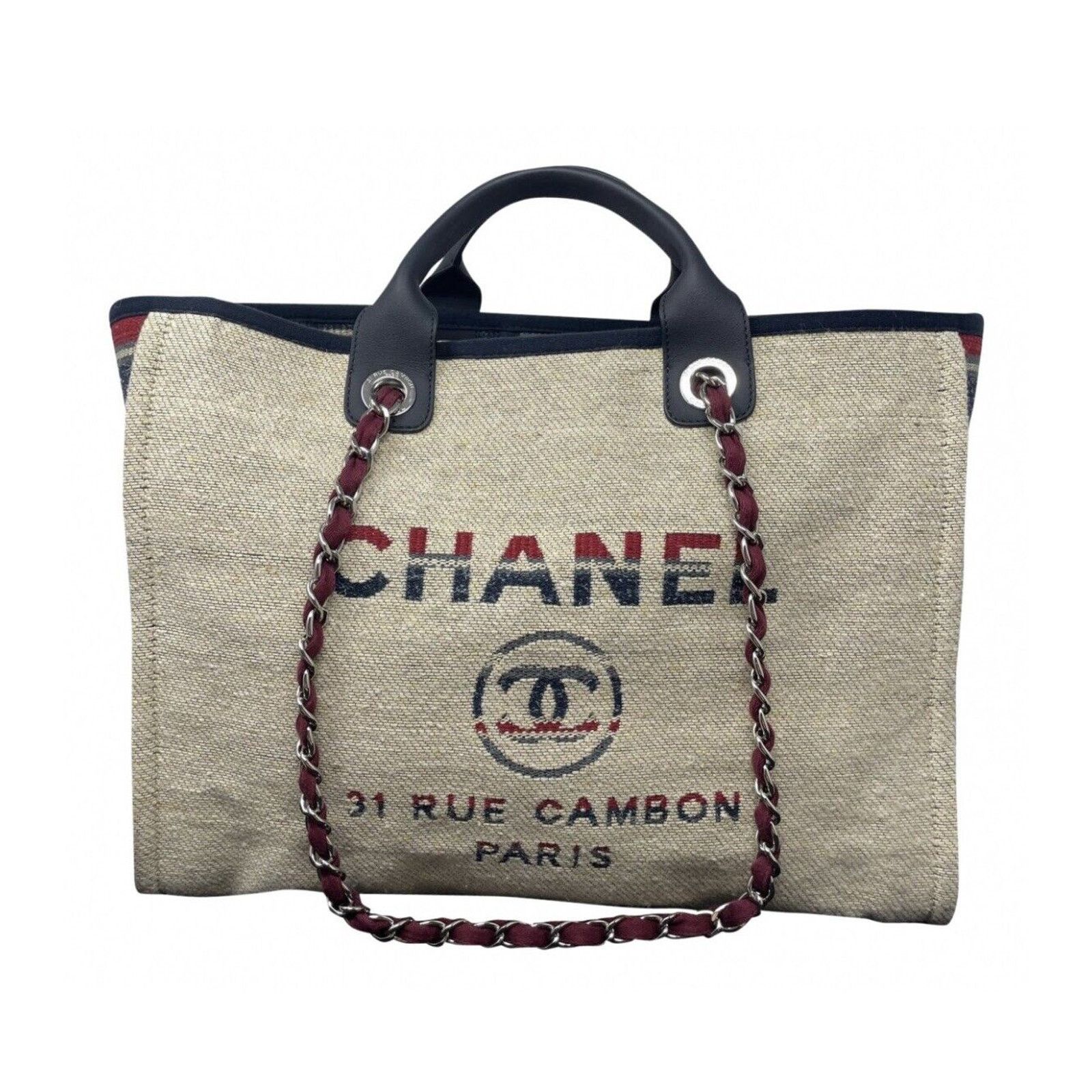 Authentic Chanel Deauville Tote Large Shopping Bag